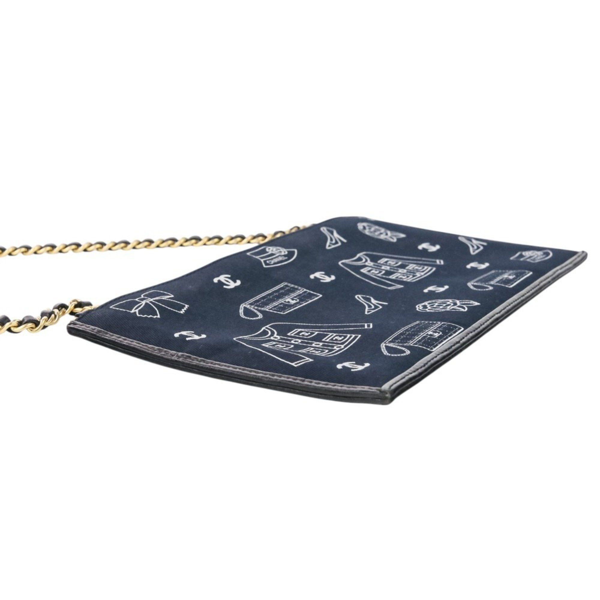 CHANEL Icon Line Chain Shoulder Bag in Black with Gold Hardware for Women