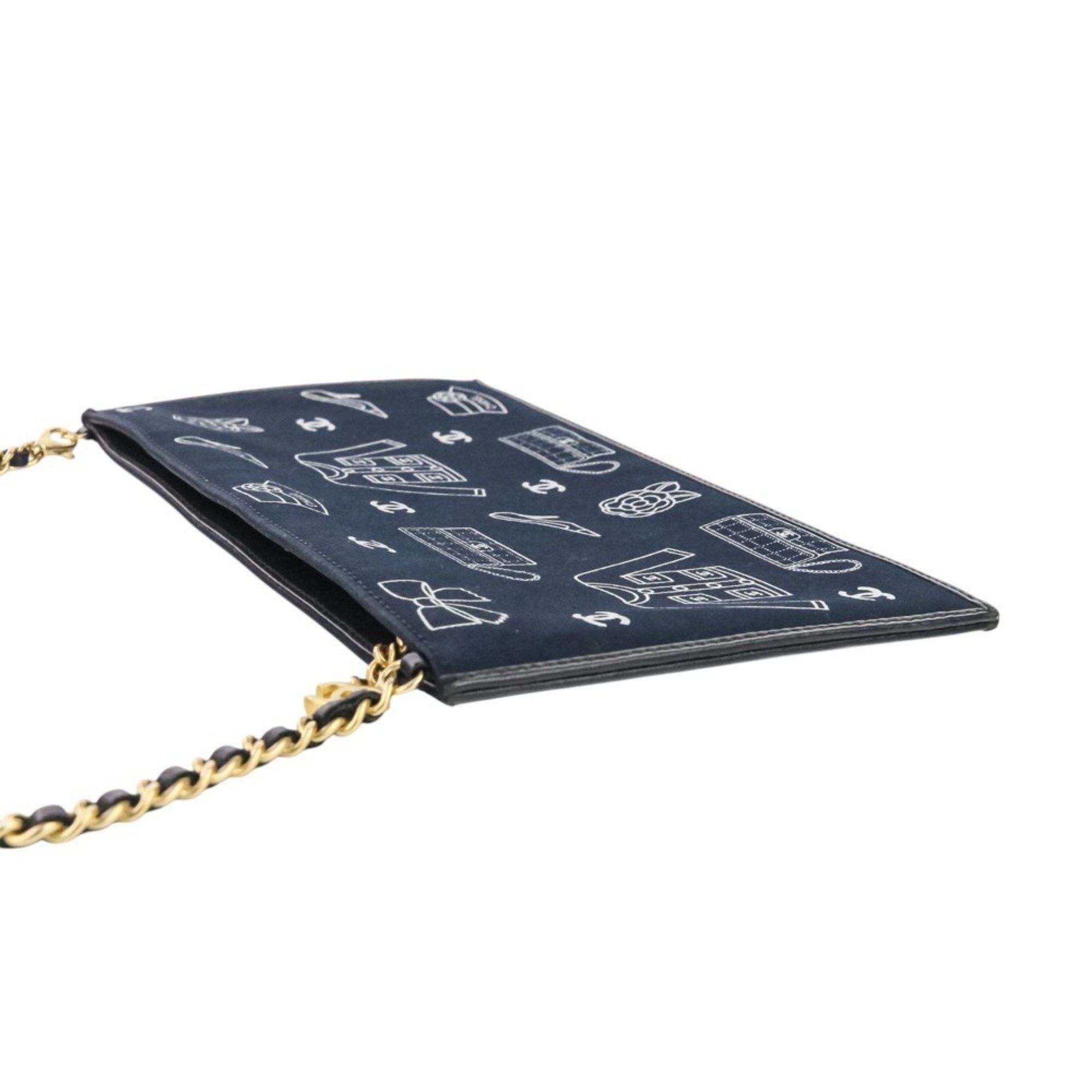 CHANEL Icon Line Chain Shoulder Bag in Black with Gold Hardware for Women