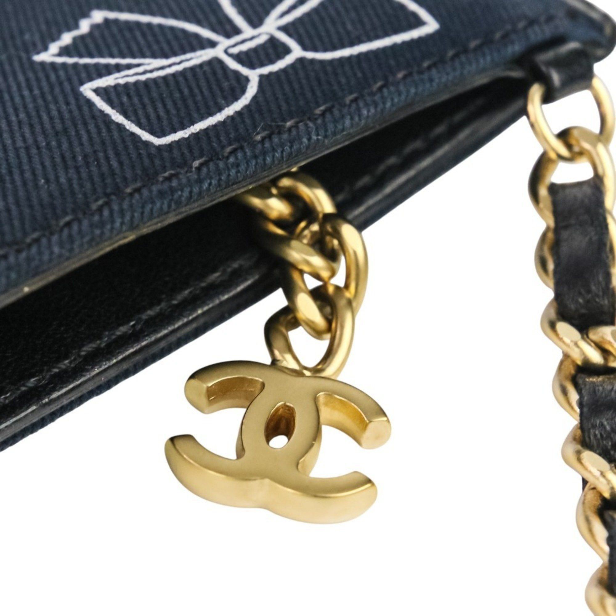 CHANEL Icon Line Chain Shoulder Bag in Black with Gold Hardware for Women