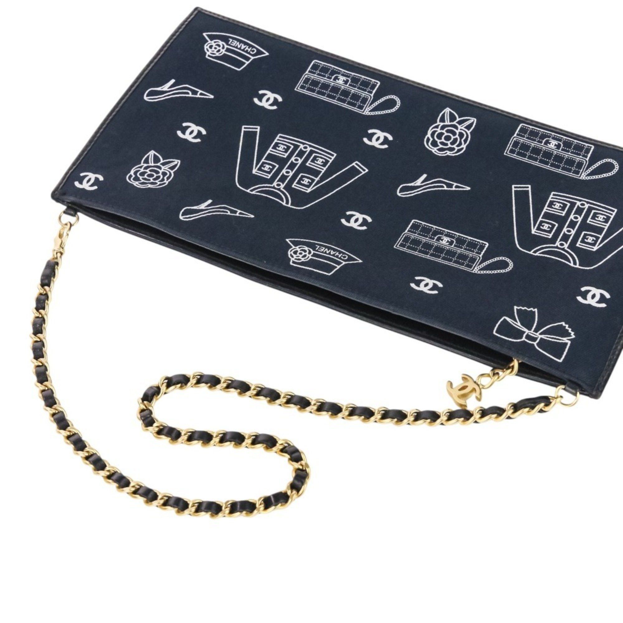 CHANEL Icon Line Chain Shoulder Bag in Black with Gold Hardware for Women