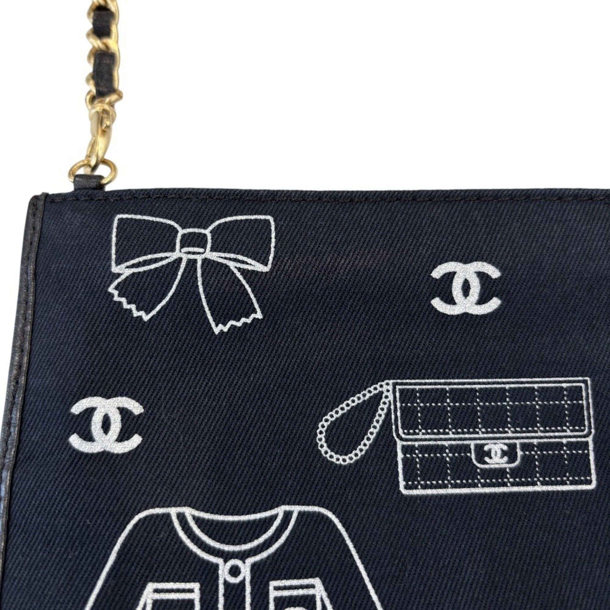 CHANEL Icon Line Chain Shoulder Bag in Black with Gold Hardware for Women