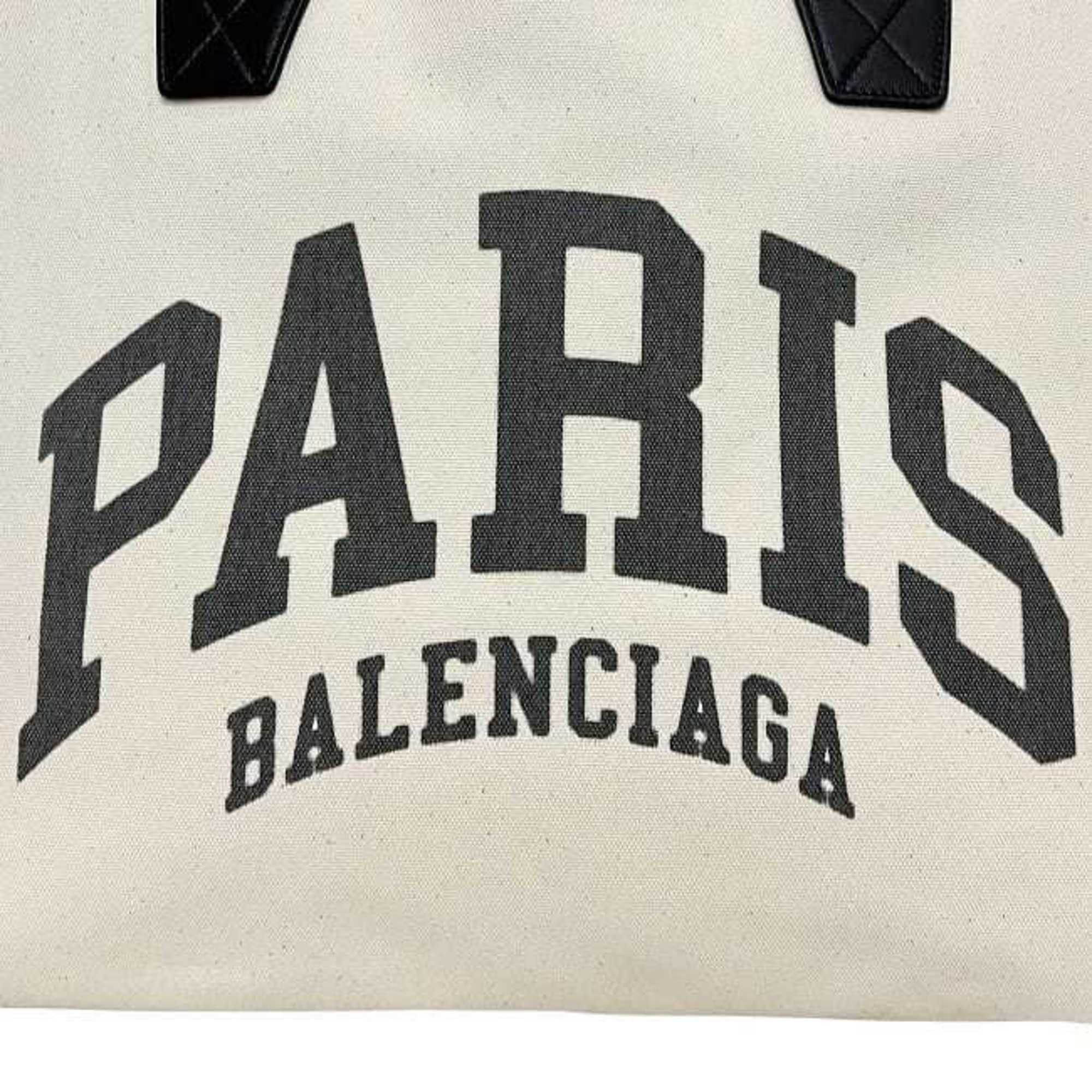 Balenciaga Balenciaga City's Paris Large Tote Bag f-24158 White/Black 689271 Canvas/Leather 9911 R 568024 BALENCIAGA White for Men and Women Size ONE SIZE - 4 Thumbnail