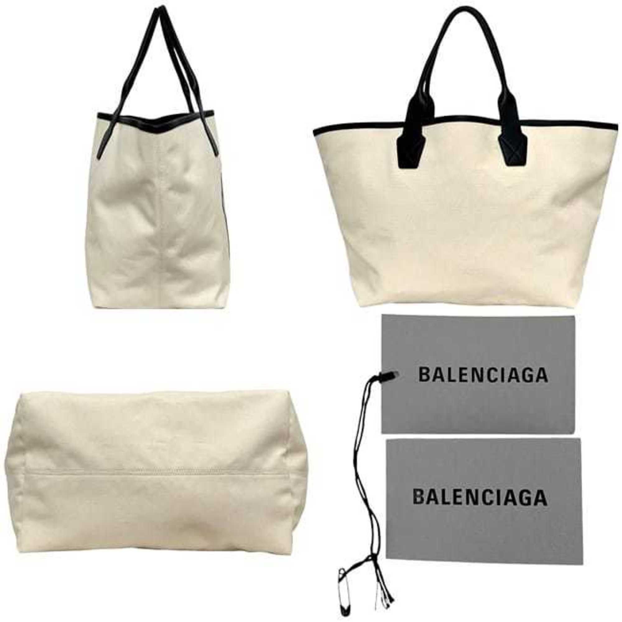 Balenciaga Balenciaga City's Paris Large Tote Bag f-24158 White/Black 689271 Canvas/Leather 9911 R 568024 BALENCIAGA White for Men and Women Size ONE SIZE - 3 Thumbnail