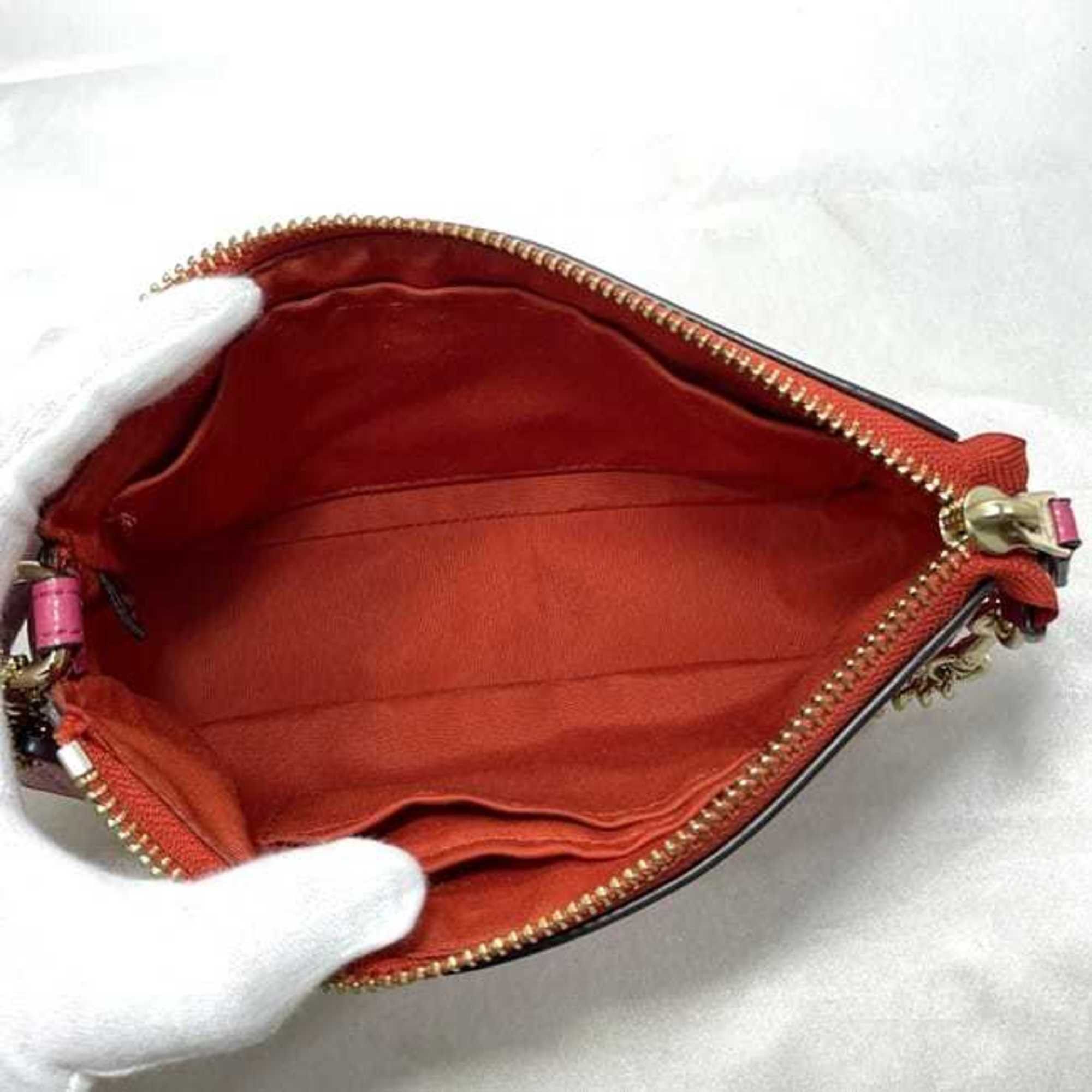 Coach Coach Pouch ec-24044 Pink F65471 PVC Leather Studs COACH Chain Flower Women's Size ONE SIZE - 8 Thumbnail