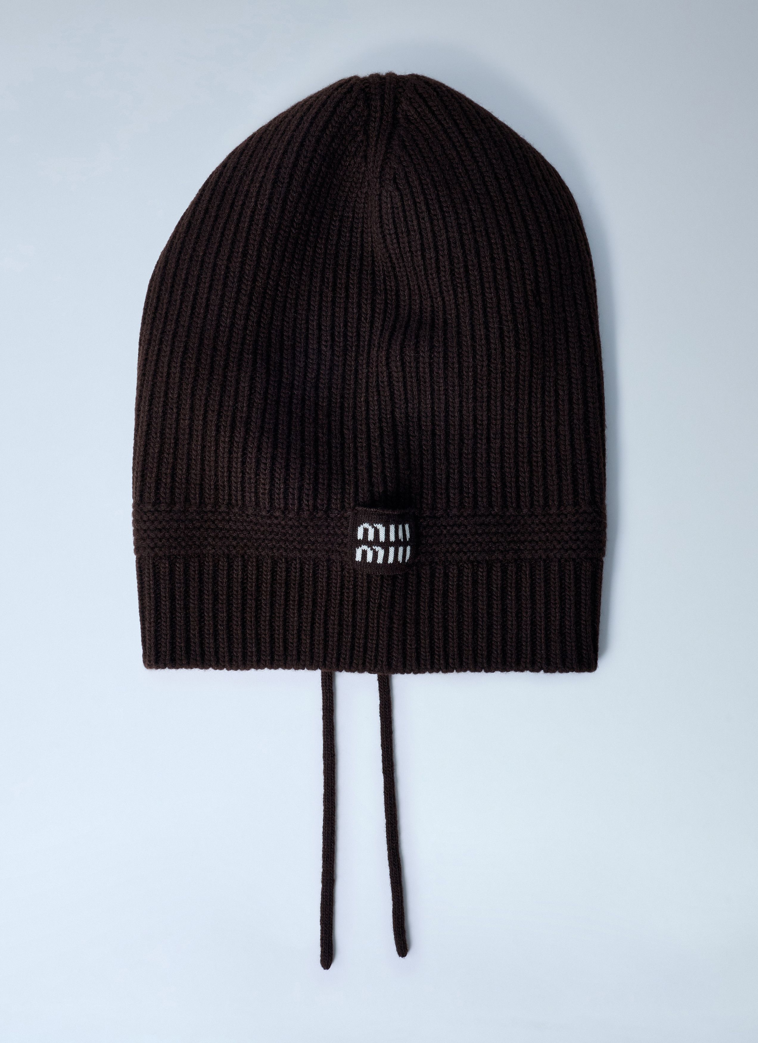 Miu Miu Logo Motif Beanie Hat Size ONE SIZE - 4 Thumbnail