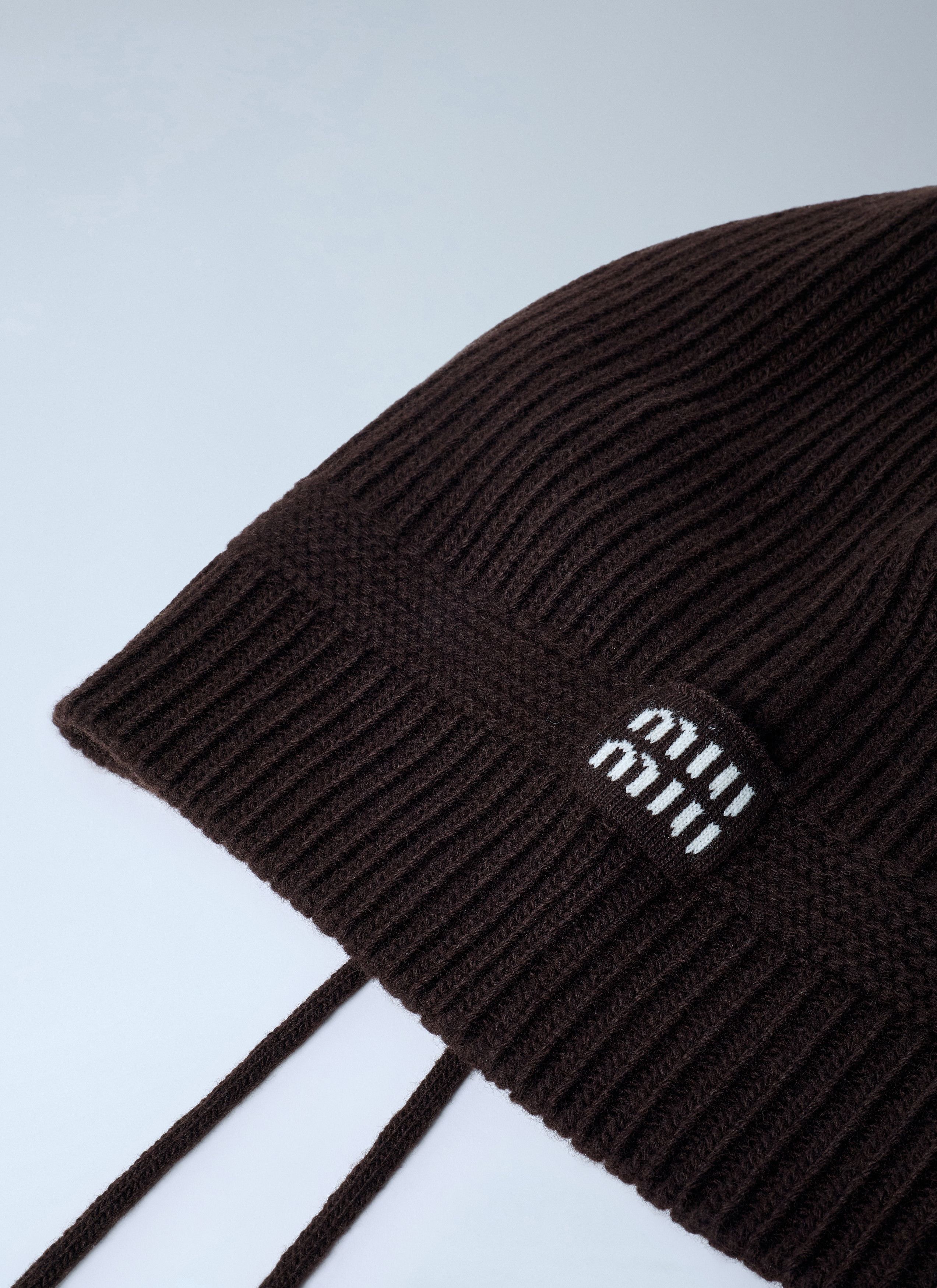 Miu Miu Logo Motif Beanie Hat Size ONE SIZE - 2 Thumbnail