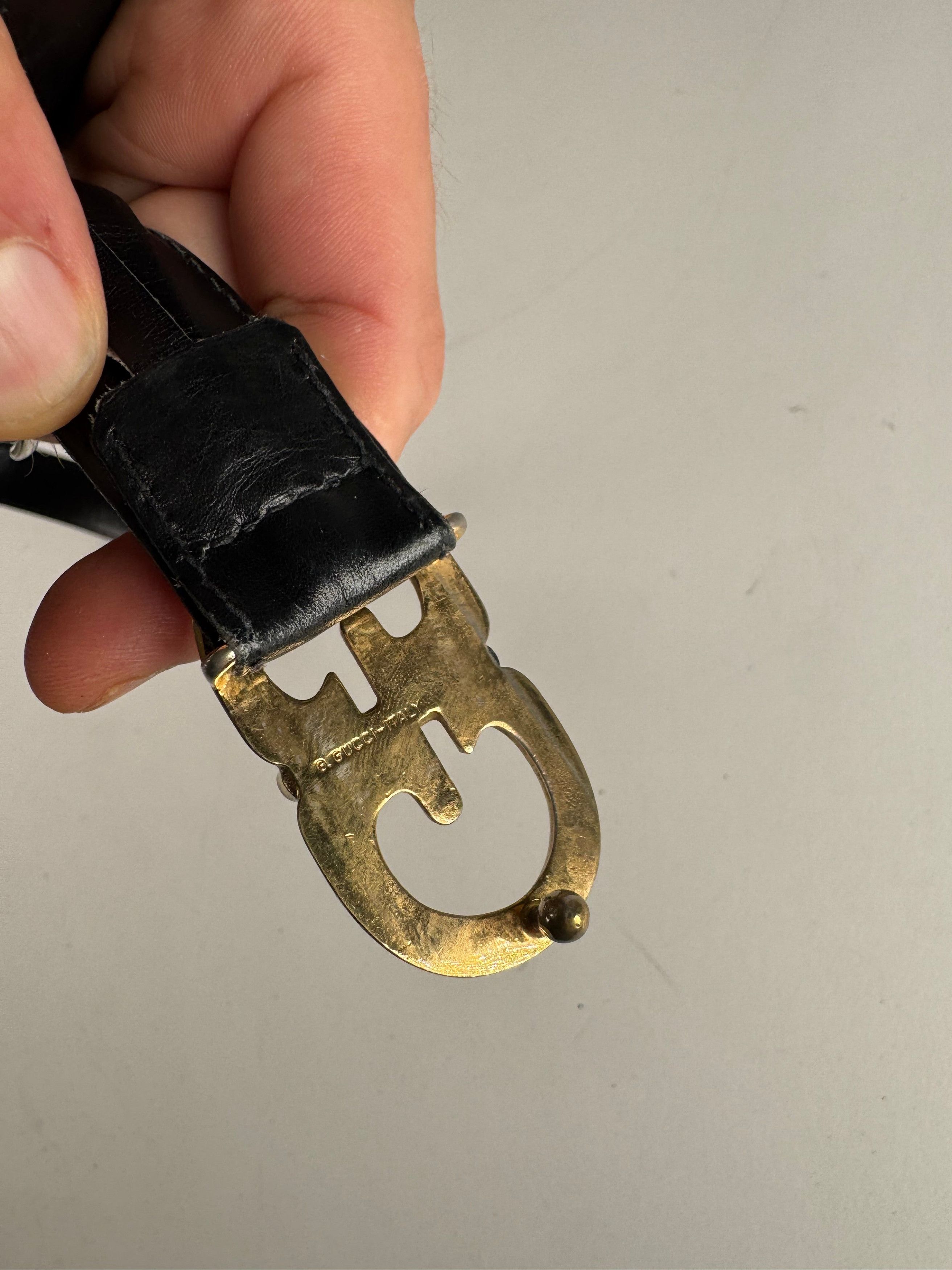 Gucci Vintage Leather Belt Black Size ONE SIZE - 6 Thumbnail