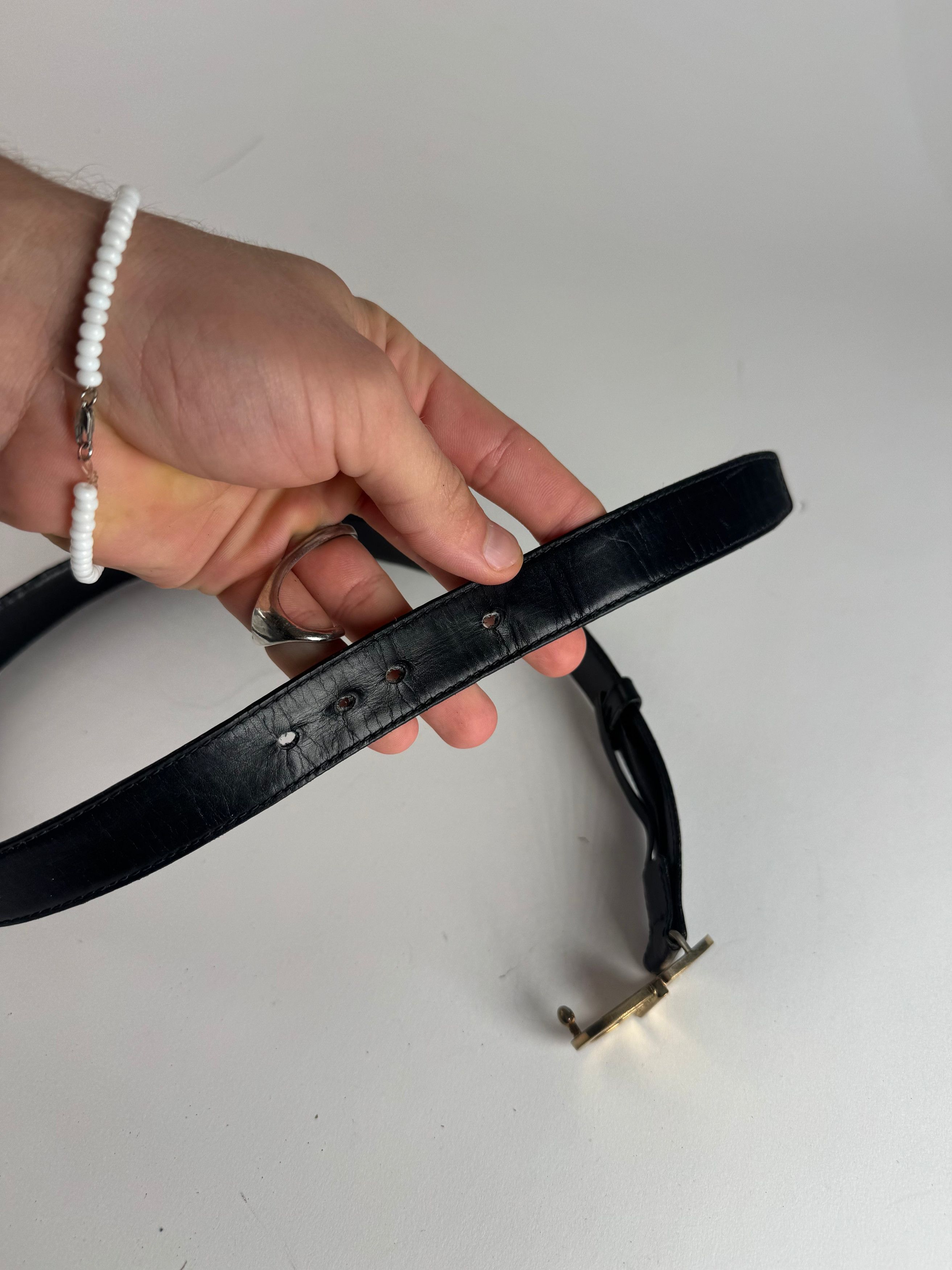 Gucci Vintage Leather Belt Black Size ONE SIZE - 4 Thumbnail