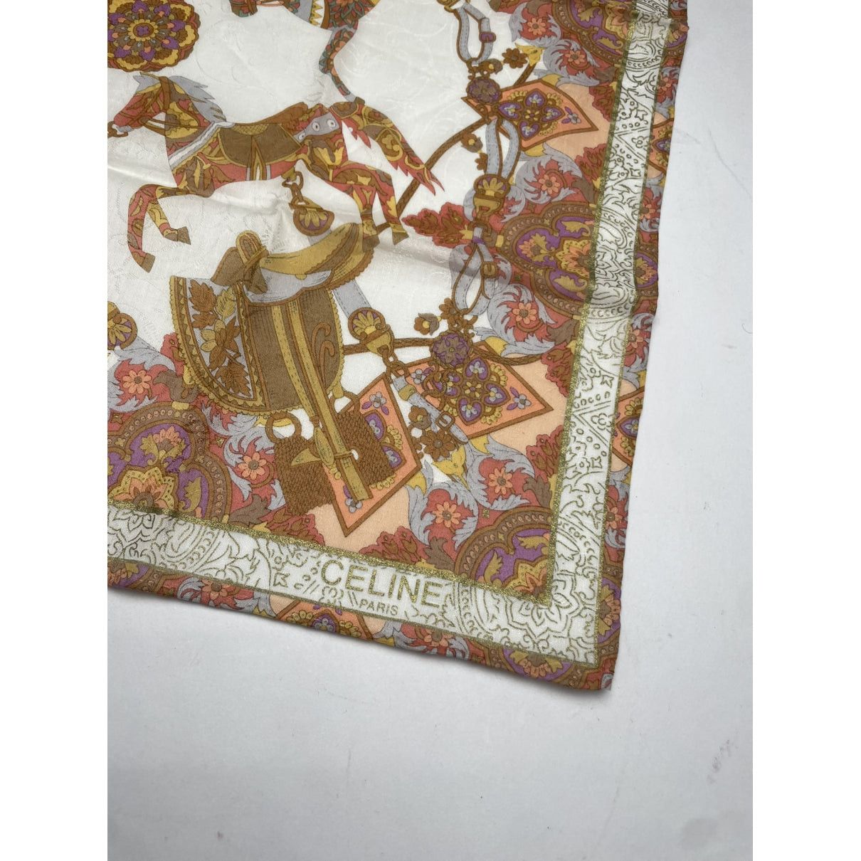 Celine Brown Silk Scarf Size ONE SIZE - 2 Thumbnail