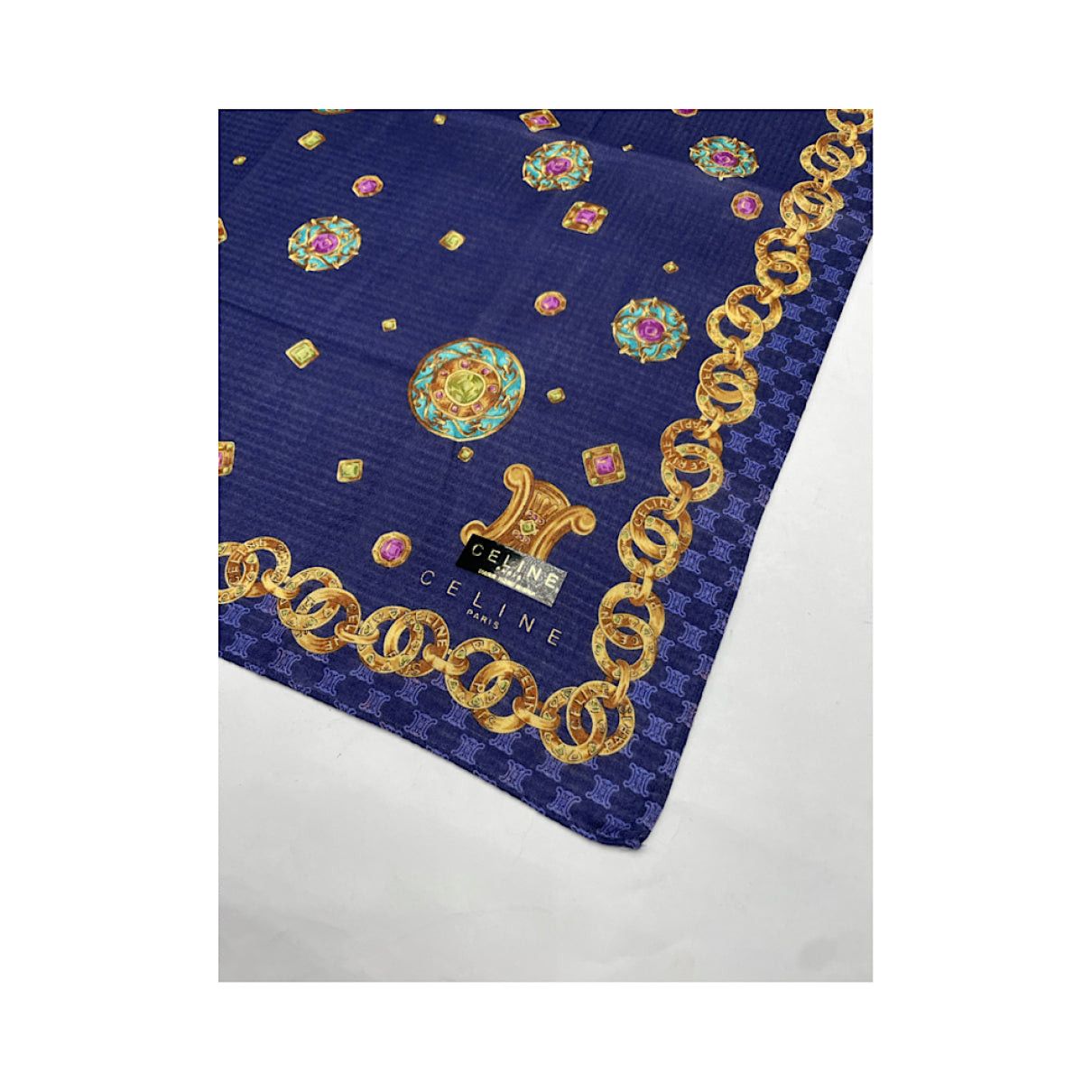 Celine Navy Silk Silk Handkerchief Size ONE SIZE - 2 Thumbnail