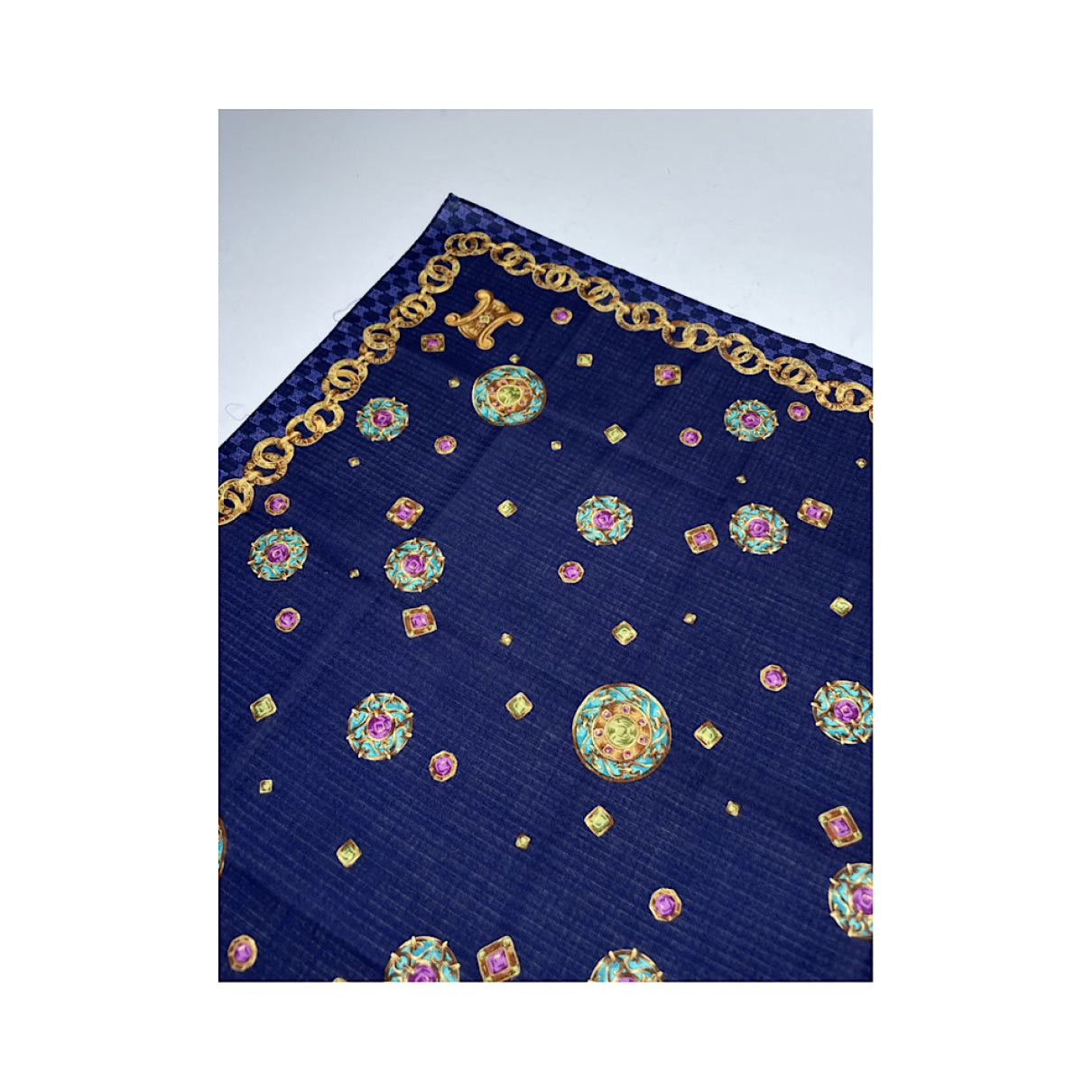 Celine Navy Silk Silk Handkerchief Size ONE SIZE - 3 Thumbnail