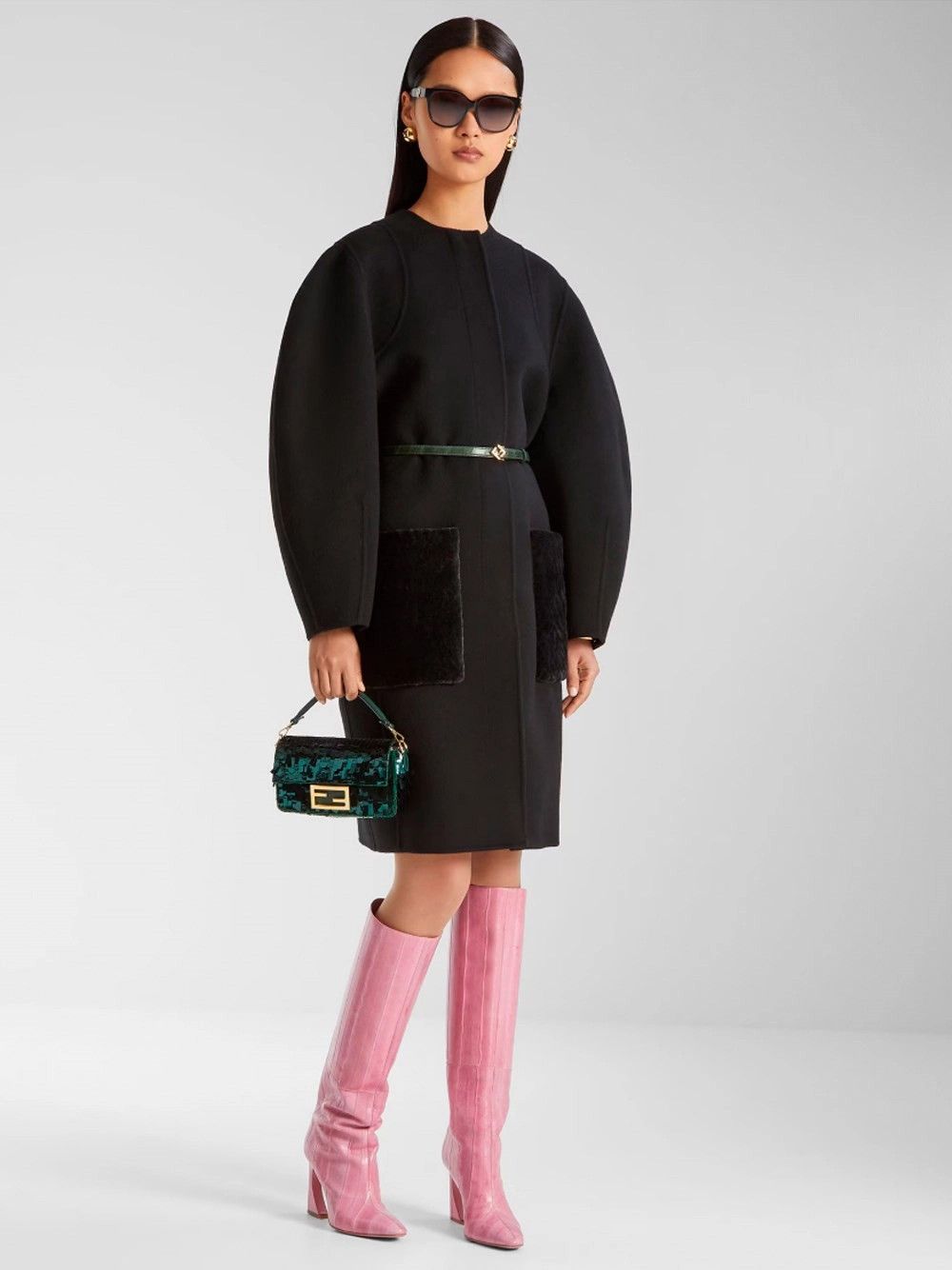 Fendi `FF` Double Wool Overcoat Size M / US 6-8 / IT 42-44 - 4 Thumbnail