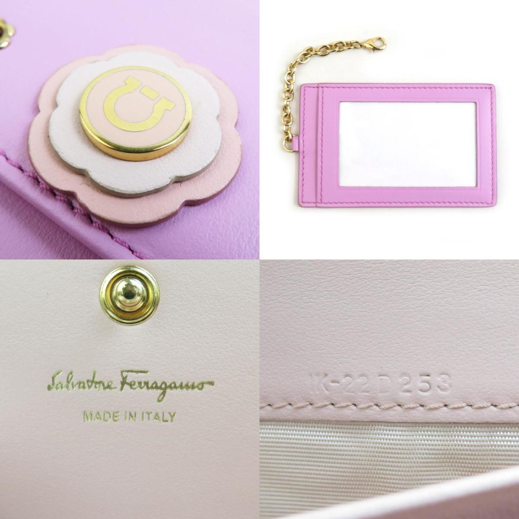 Salvatore Ferragamo Salvatore Ferragamo Women's Leather Long Wallet in Pink Purple (h31562a) Size ONE SIZE - 4 Thumbnail