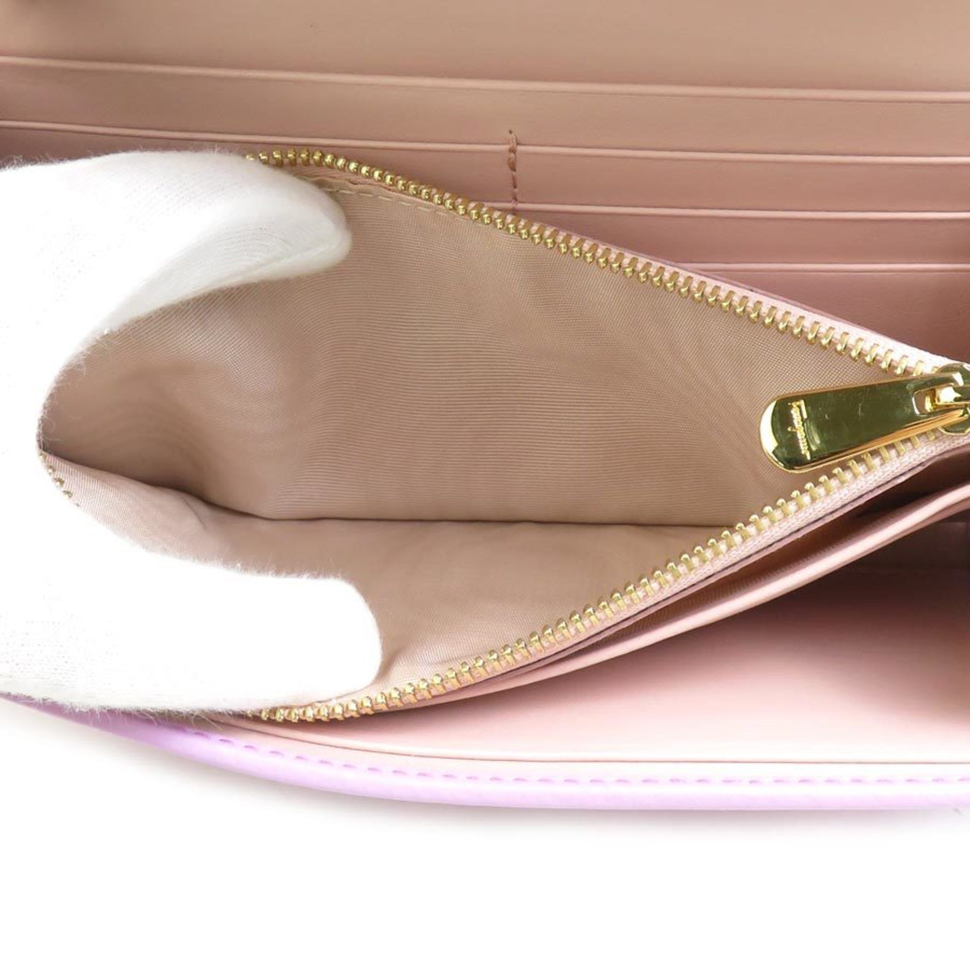 Salvatore Ferragamo Salvatore Ferragamo Women's Leather Long Wallet in Pink Purple (h31562a) Size ONE SIZE - 3 Thumbnail