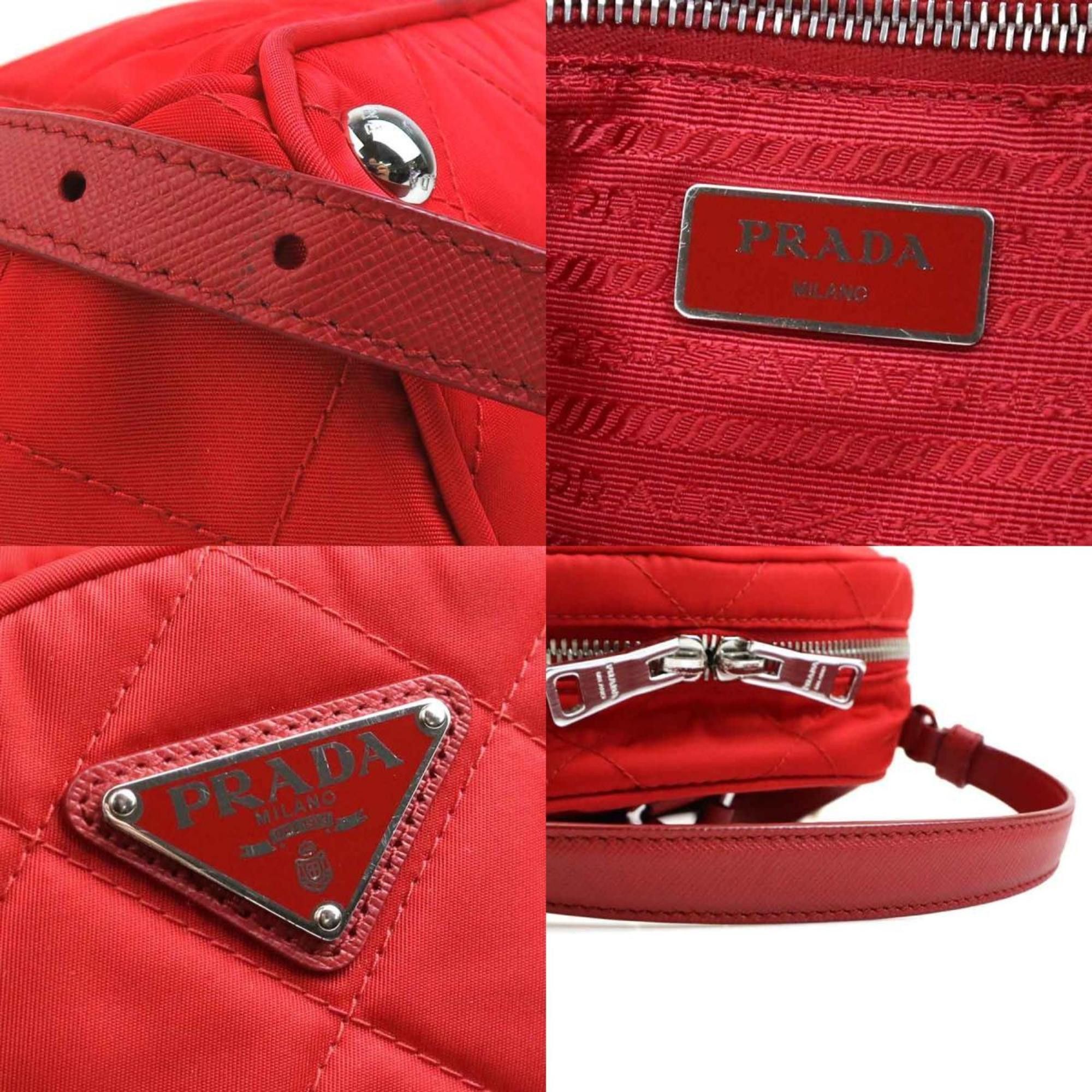 Prada Prada Backpack, Quilted Nylon and Leather, Red Silver, Women's, e60915i Size ONE SIZE - 5 Thumbnail