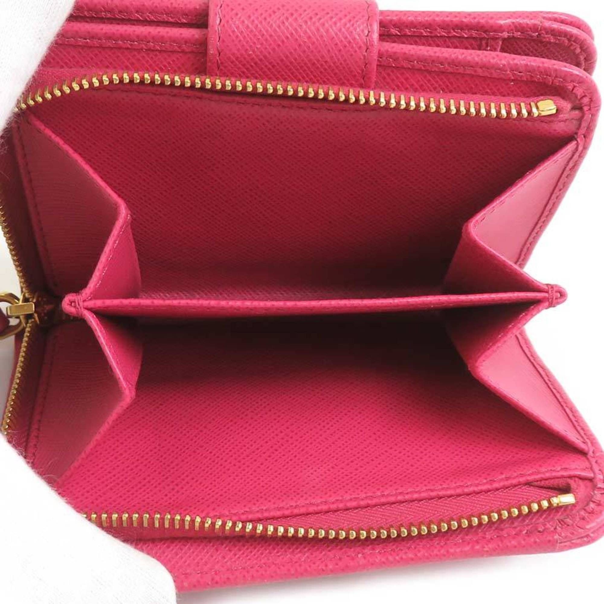 Prada Prada Bi-fold Wallet, Leather, Pink, Women's, 56359a Size ONE SIZE - 4 Thumbnail