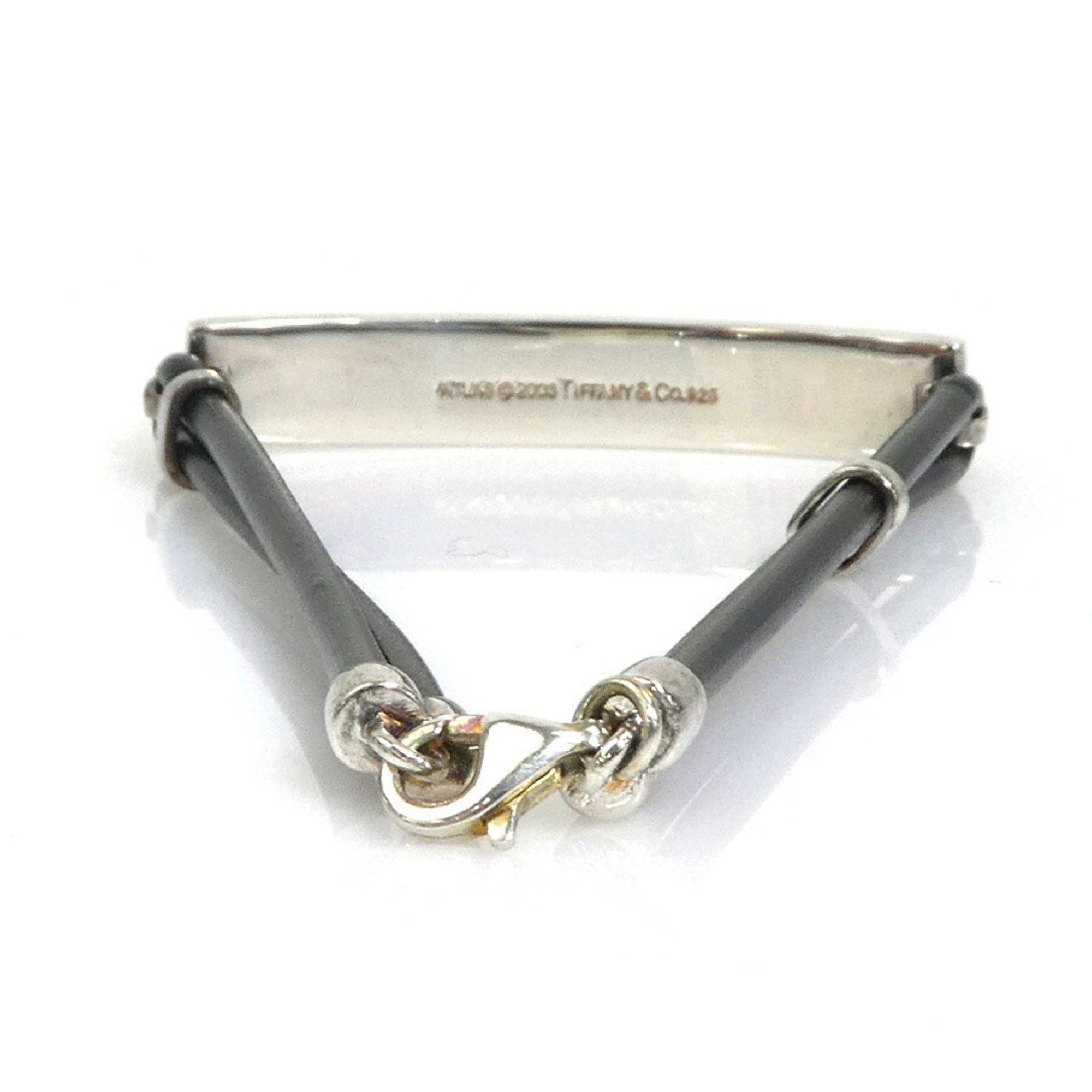 Tiffany & Co. Tiffany & Co. Atlas ID Plate Bracelet, 925 Sterling Silver, Rubber, Silver and Black, Men's Women's, 56373a Size ONE SIZE - 3 Thumbnail