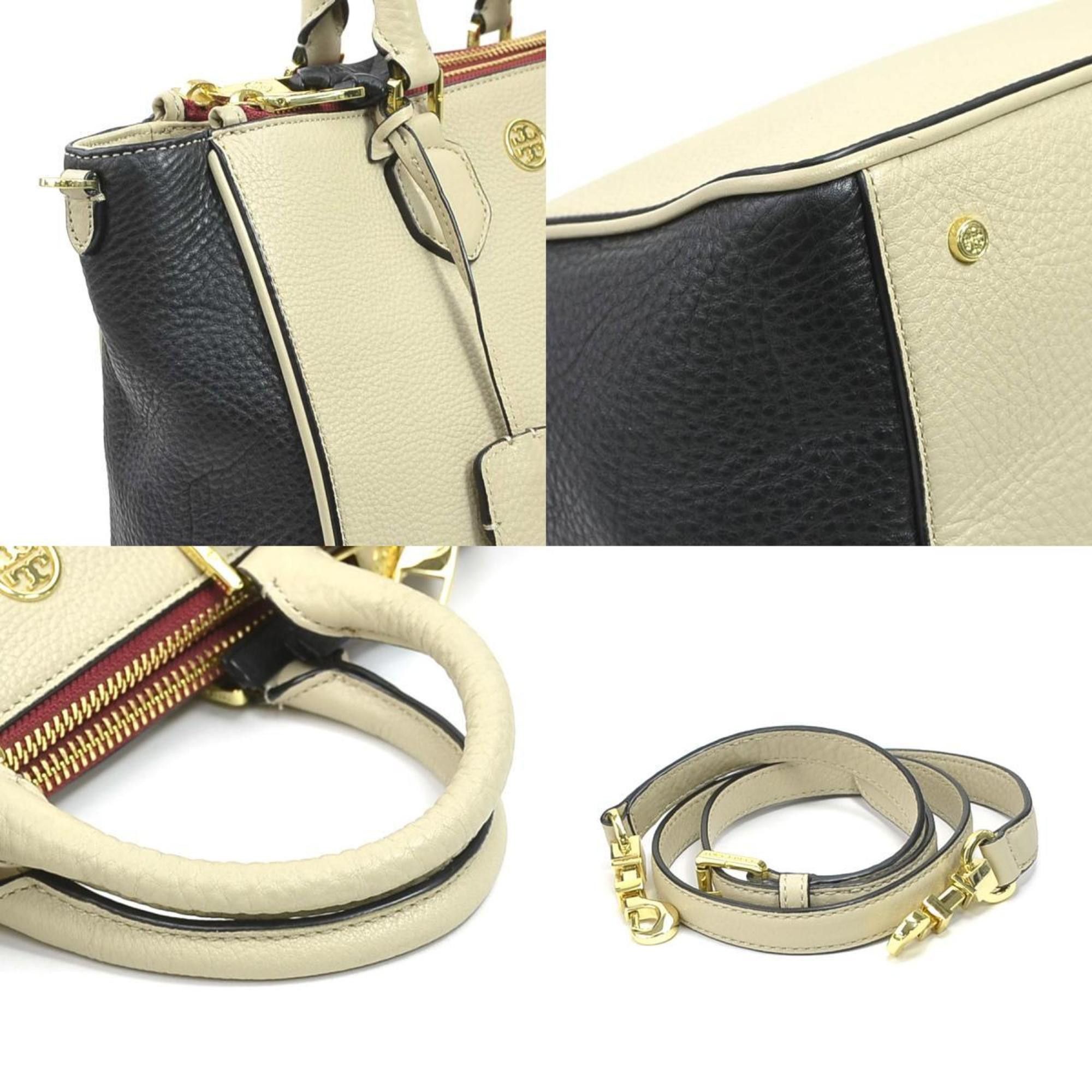 Tory Burch Tory Burch Women's Leather Handbag Shoulder Bag in Beige and Black (56352a) Size ONE SIZE - 3 Thumbnail