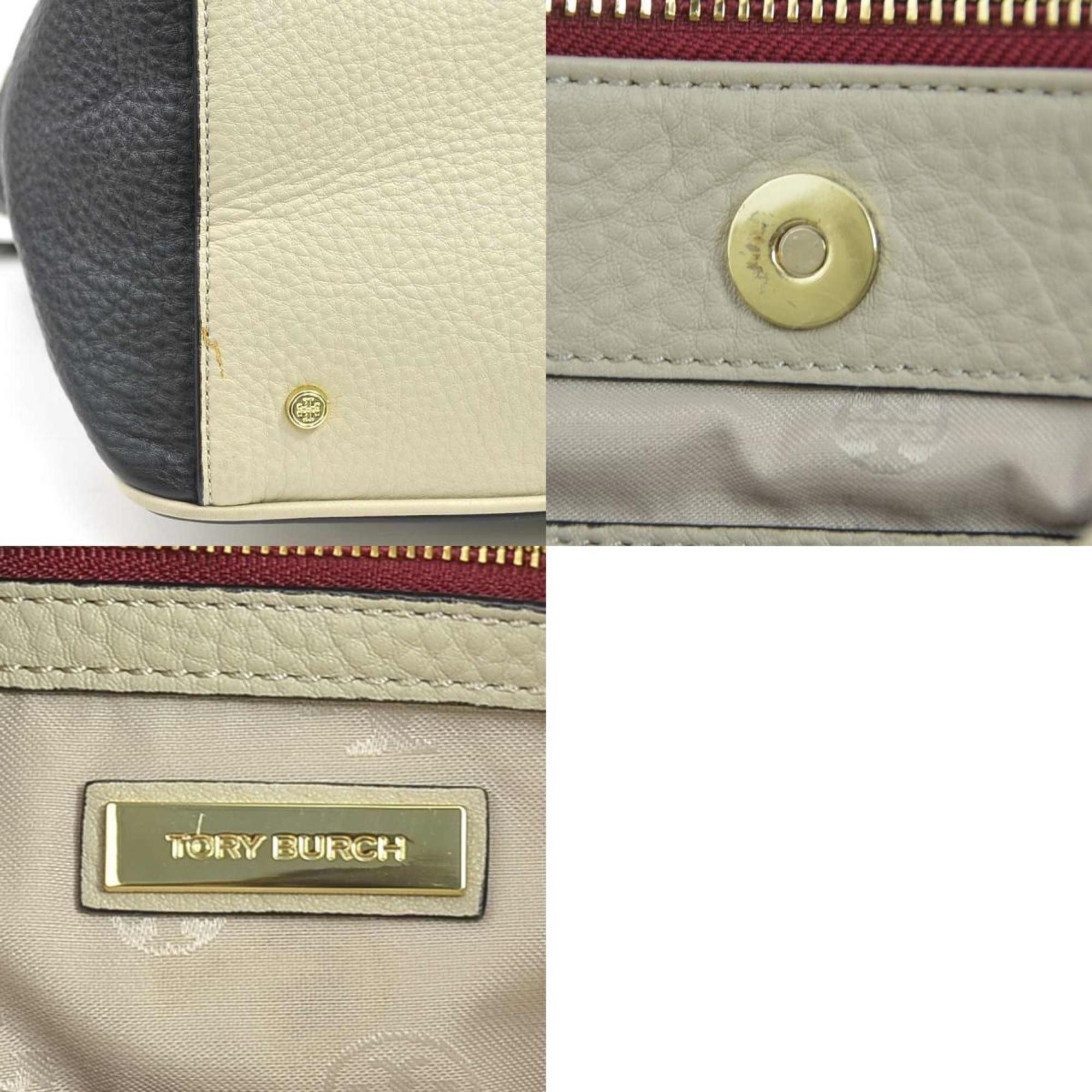 Tory Burch Tory Burch Women's Leather Handbag Shoulder Bag in Beige and Black (56352a) Size ONE SIZE - 5 Thumbnail