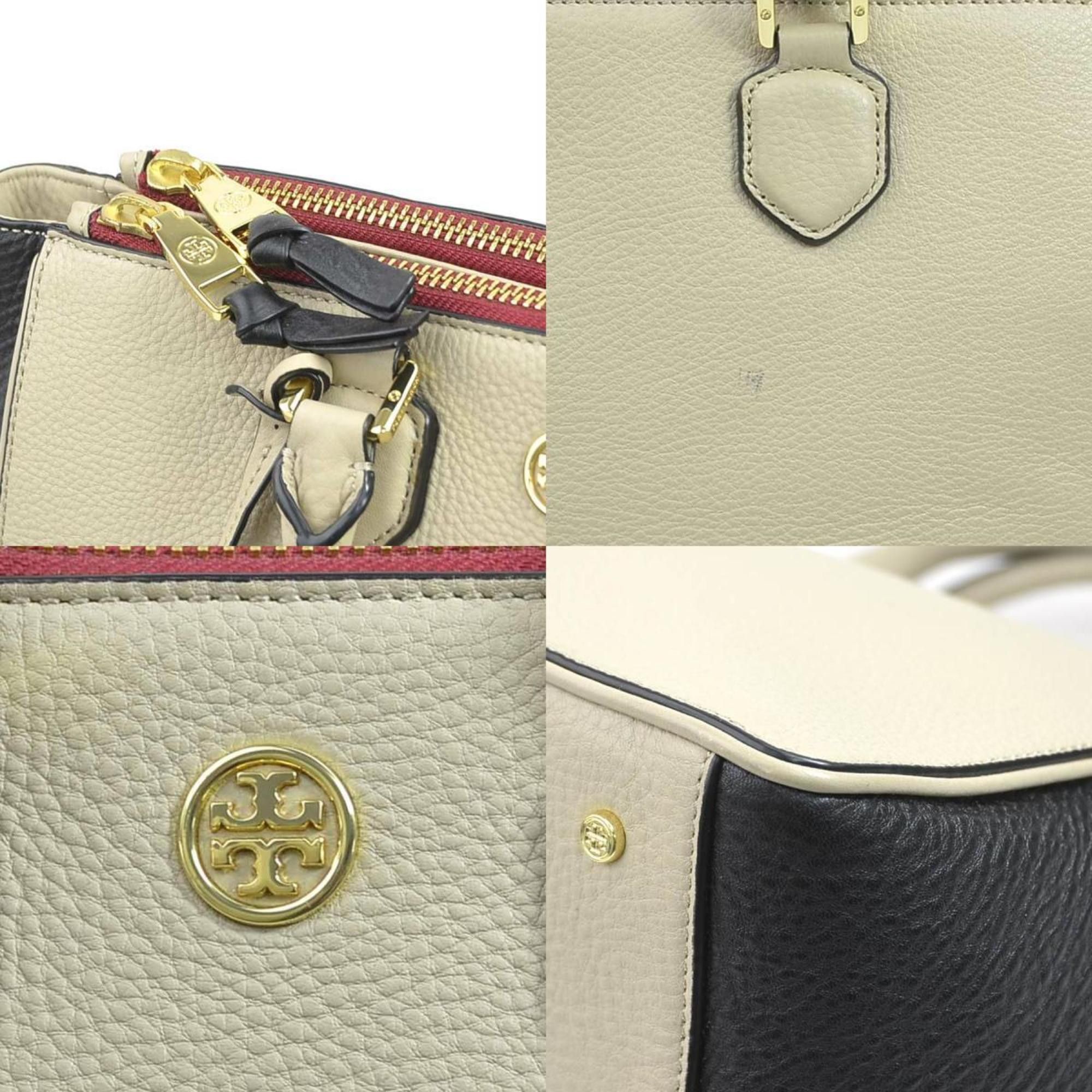 Tory Burch Tory Burch Women's Leather Handbag Shoulder Bag in Beige and Black (56352a) Size ONE SIZE - 4 Thumbnail