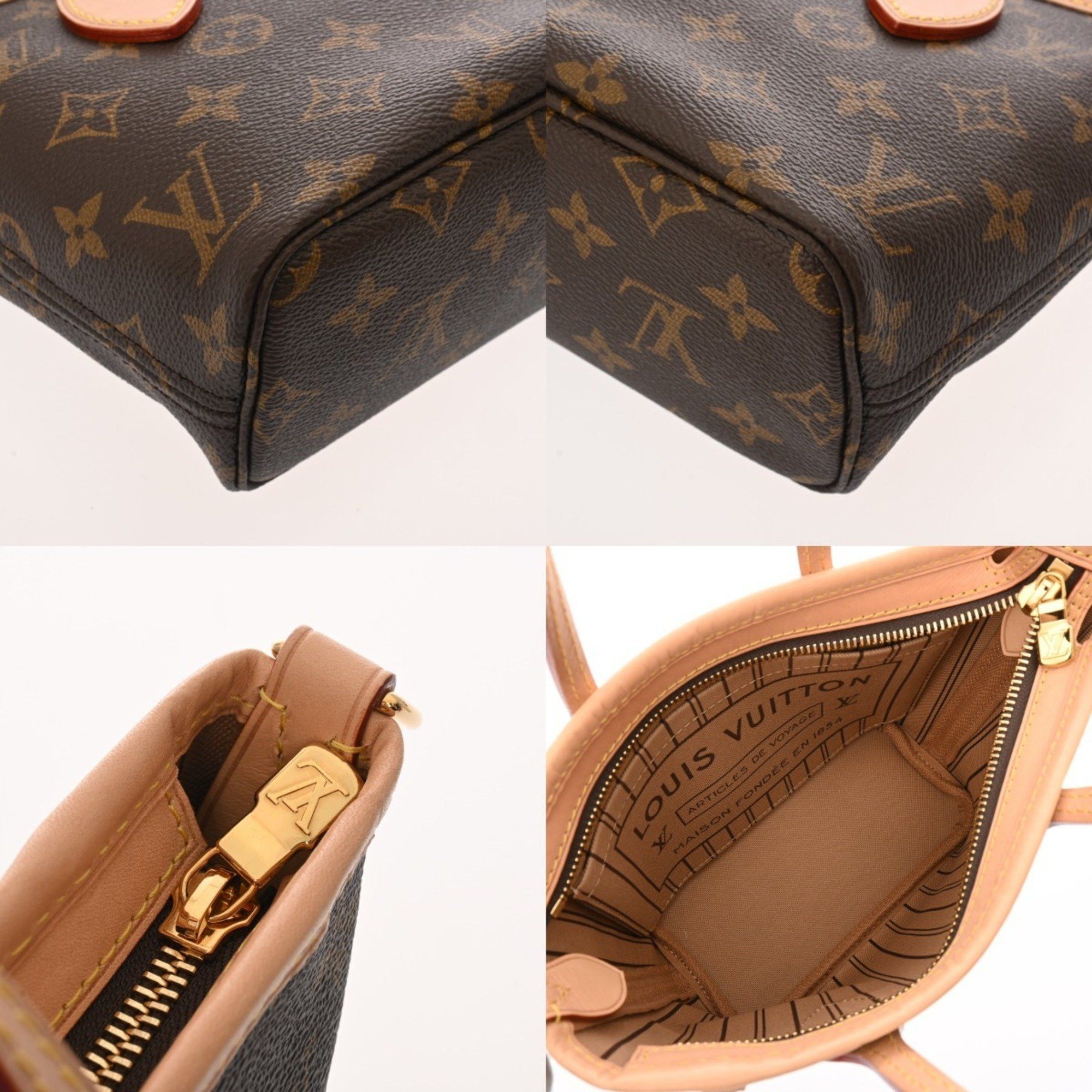 LOUIS VUITTON Monogram Neverfull BB Beige M46705 Women's Canvas Handbag, Like New
