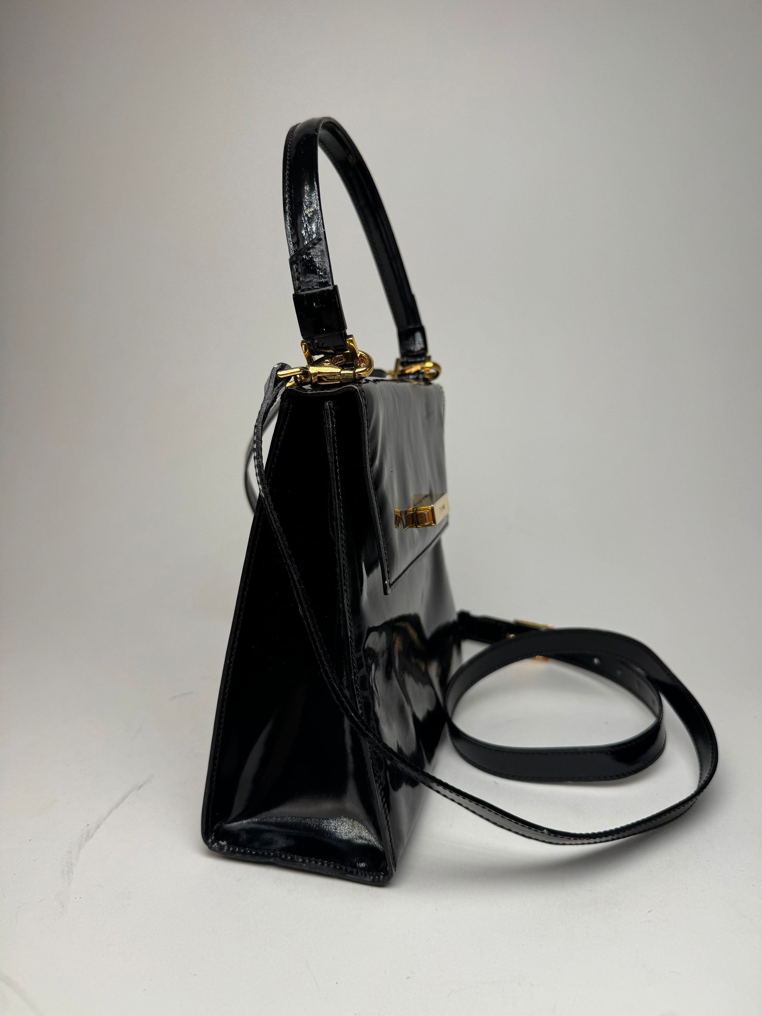 Celine Vintage Paris 2 Way Patent Leather Bag Black Size ONE SIZE - 8 Thumbnail