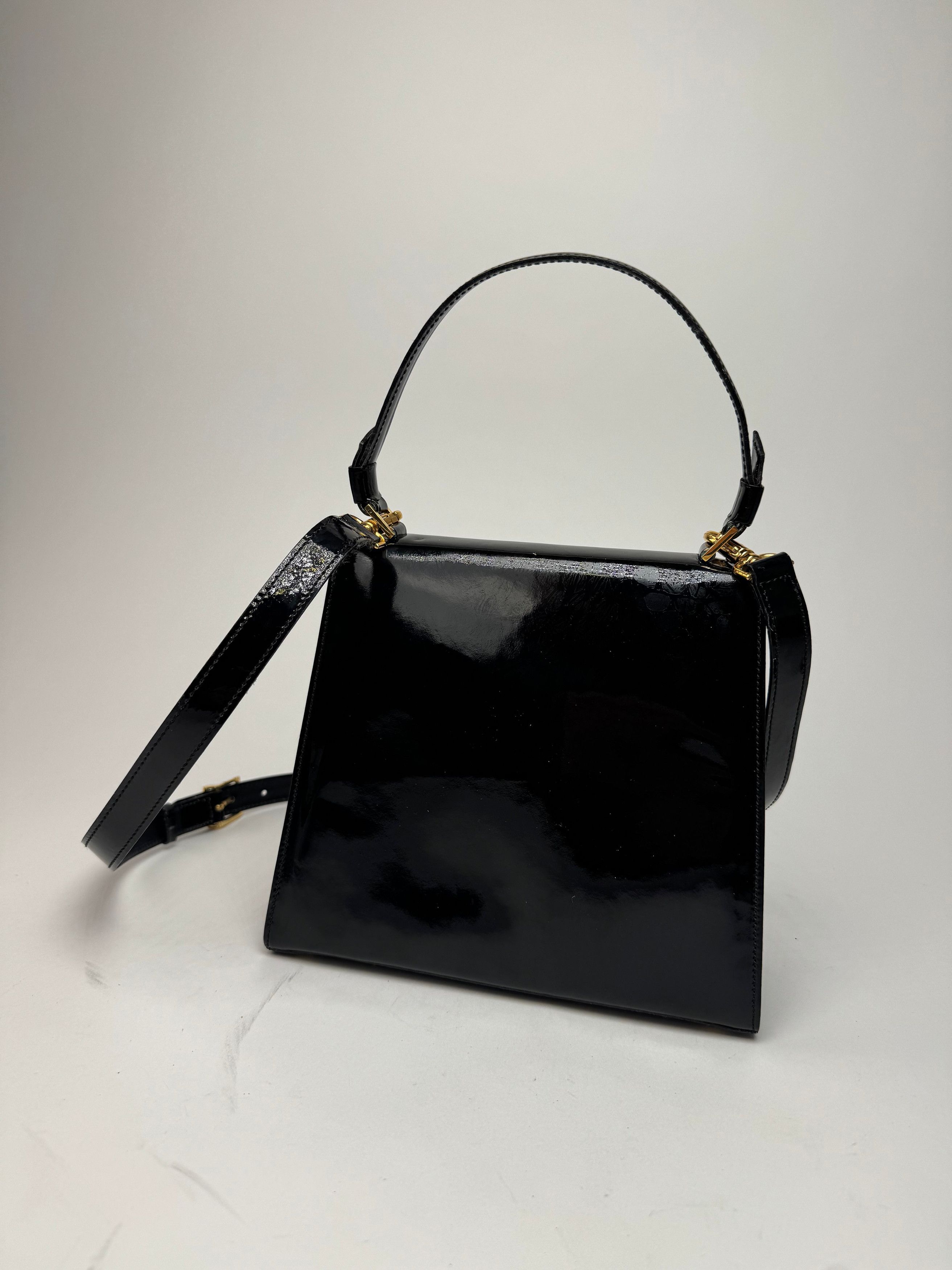 Celine Vintage Paris 2 Way Patent Leather Bag Black Size ONE SIZE - 3 Thumbnail