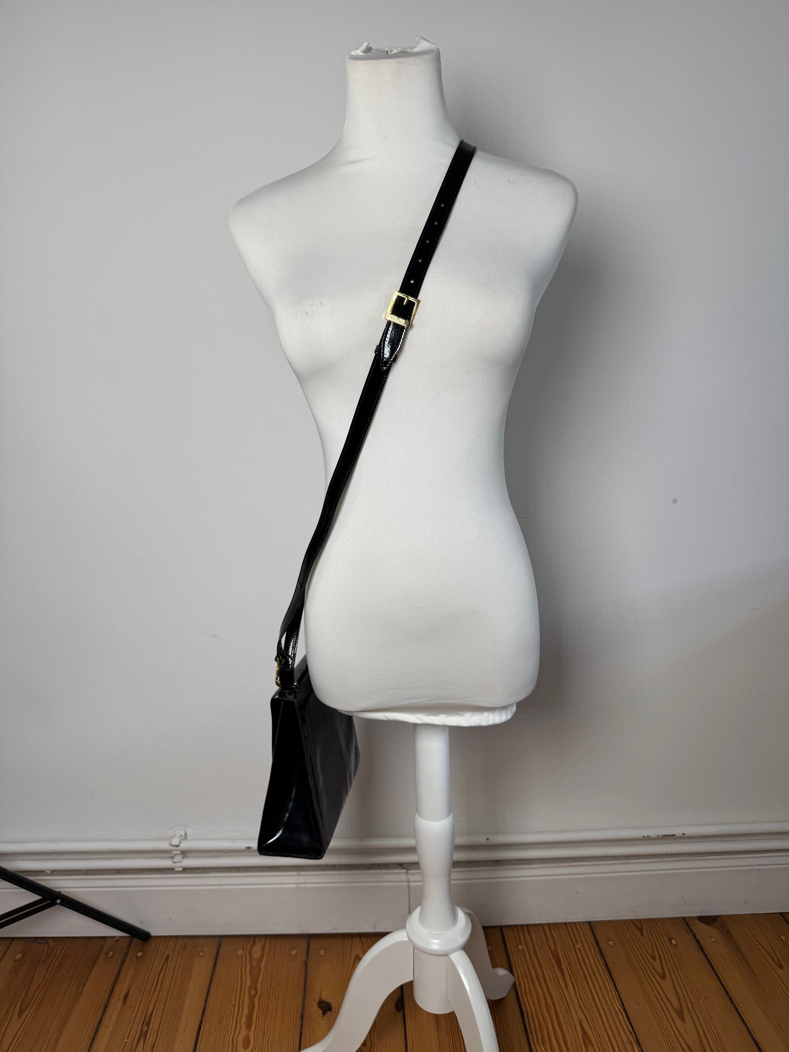 Celine Vintage Paris 2 Way Patent Leather Bag Black Size ONE SIZE - 7 Thumbnail