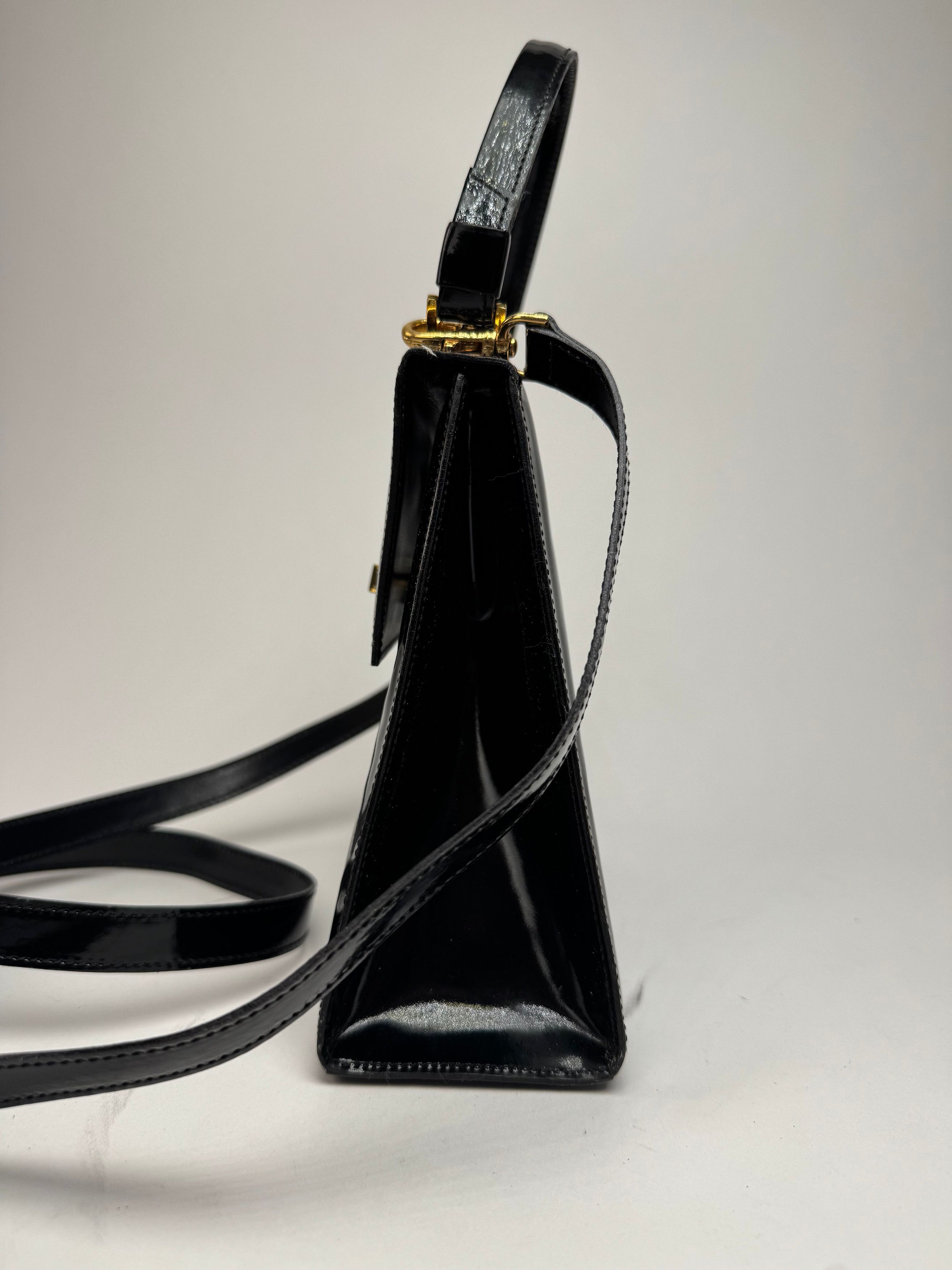 Celine Vintage Paris 2 Way Patent Leather Bag Black Size ONE SIZE - 4 Thumbnail