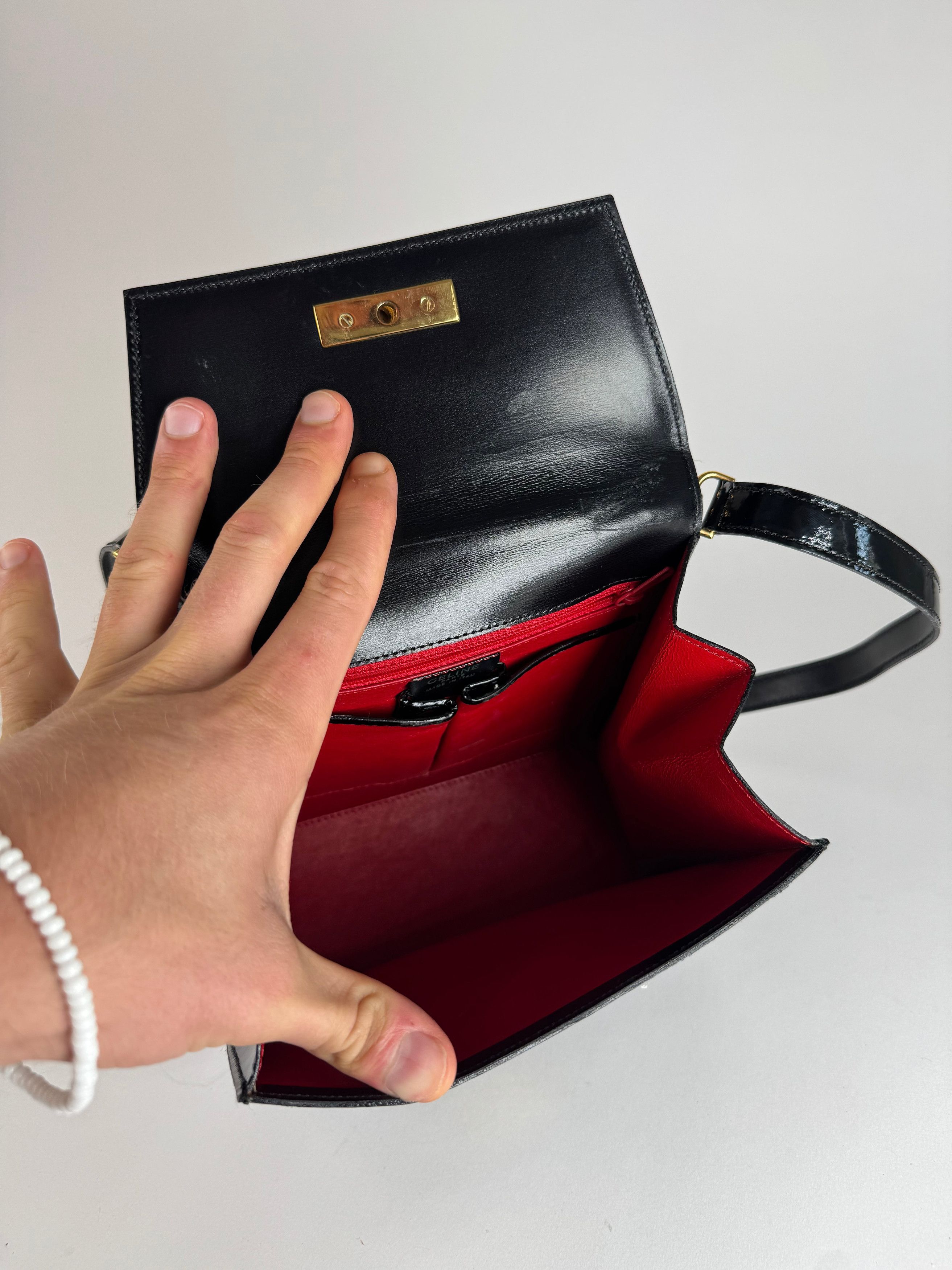 Celine Vintage Paris 2 Way Patent Leather Bag Black Size ONE SIZE - 12 Thumbnail