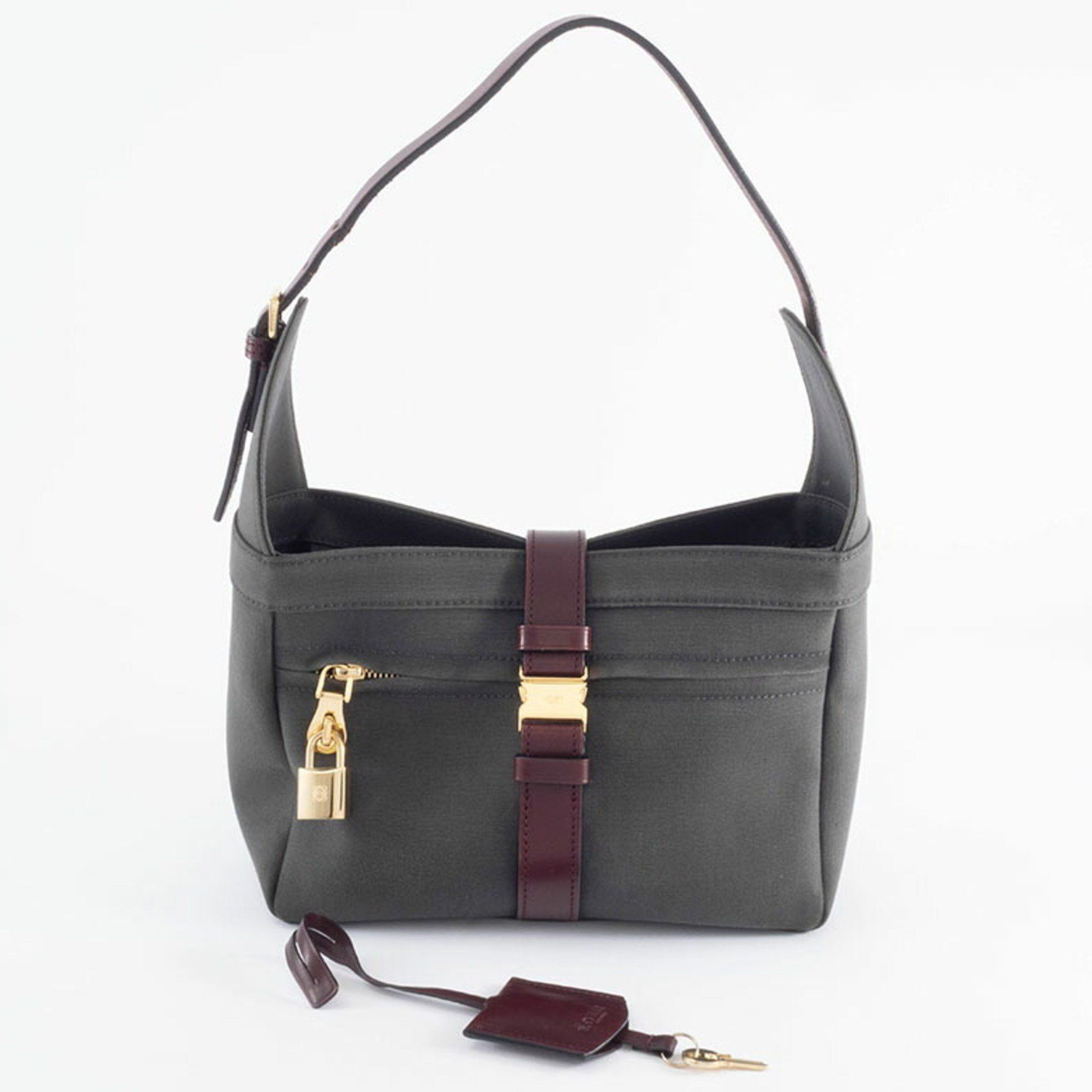 Loewe LOEWE Shoulder Bag, Canvas and Leather, Gray, Women's, Semi-Hand, Size ONE SIZE - 10 Thumbnail