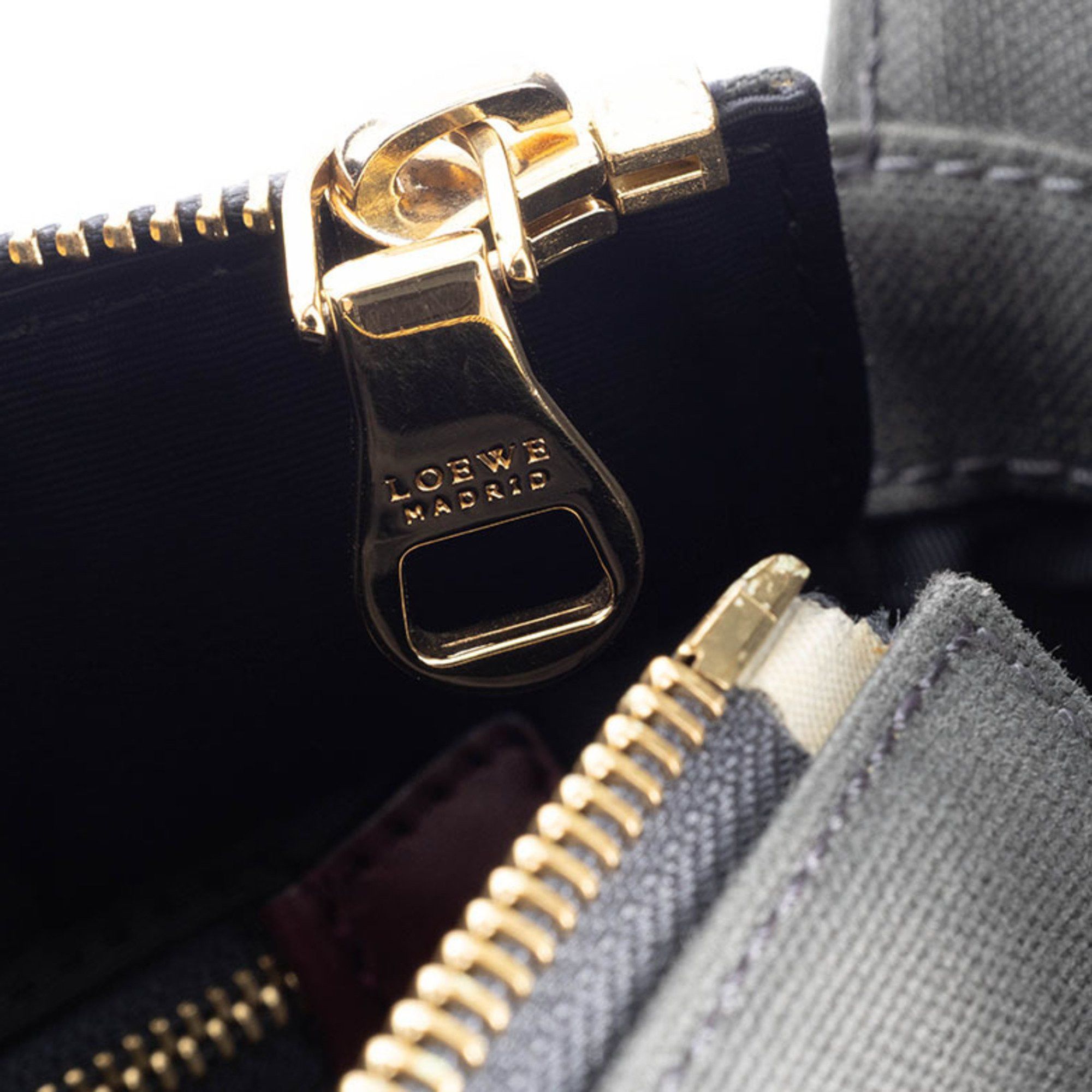 Loewe LOEWE Shoulder Bag, Canvas and Leather, Gray, Women's, Semi-Hand, Size ONE SIZE - 16 Thumbnail