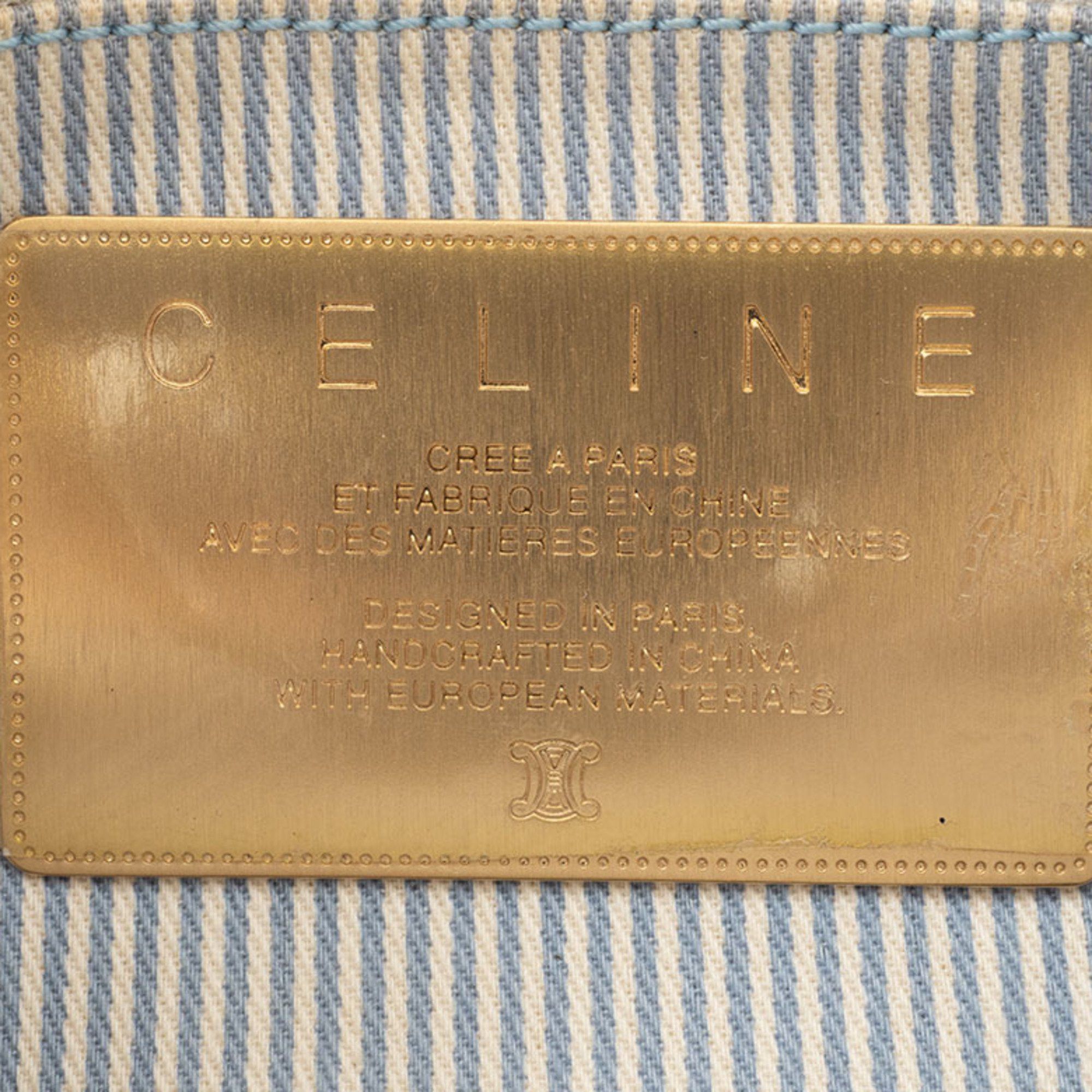 Celine Celine C Macadam Shoulder Bag Canvas Leather White Blue Women's Handbag CELINE Size ONE SIZE - 8 Thumbnail