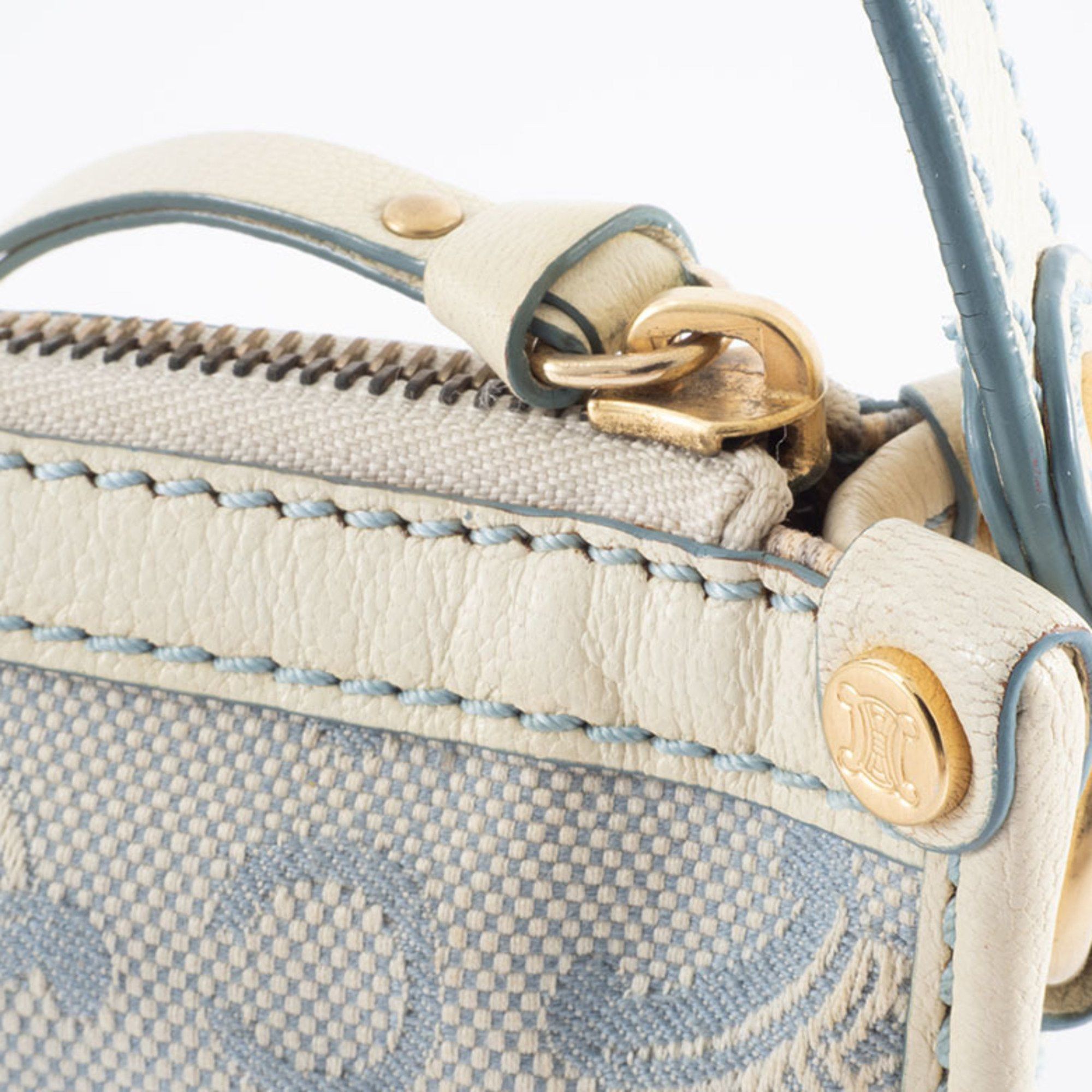 Celine Celine C Macadam Shoulder Bag Canvas Leather White Blue Women's Handbag CELINE Size ONE SIZE - 11 Thumbnail