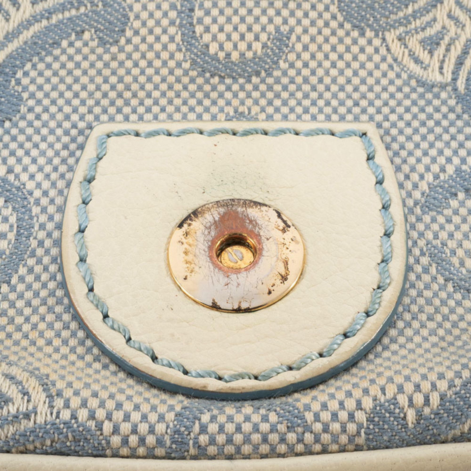 Celine Celine C Macadam Shoulder Bag Canvas Leather White Blue Women's Handbag CELINE Size ONE SIZE - 7 Thumbnail