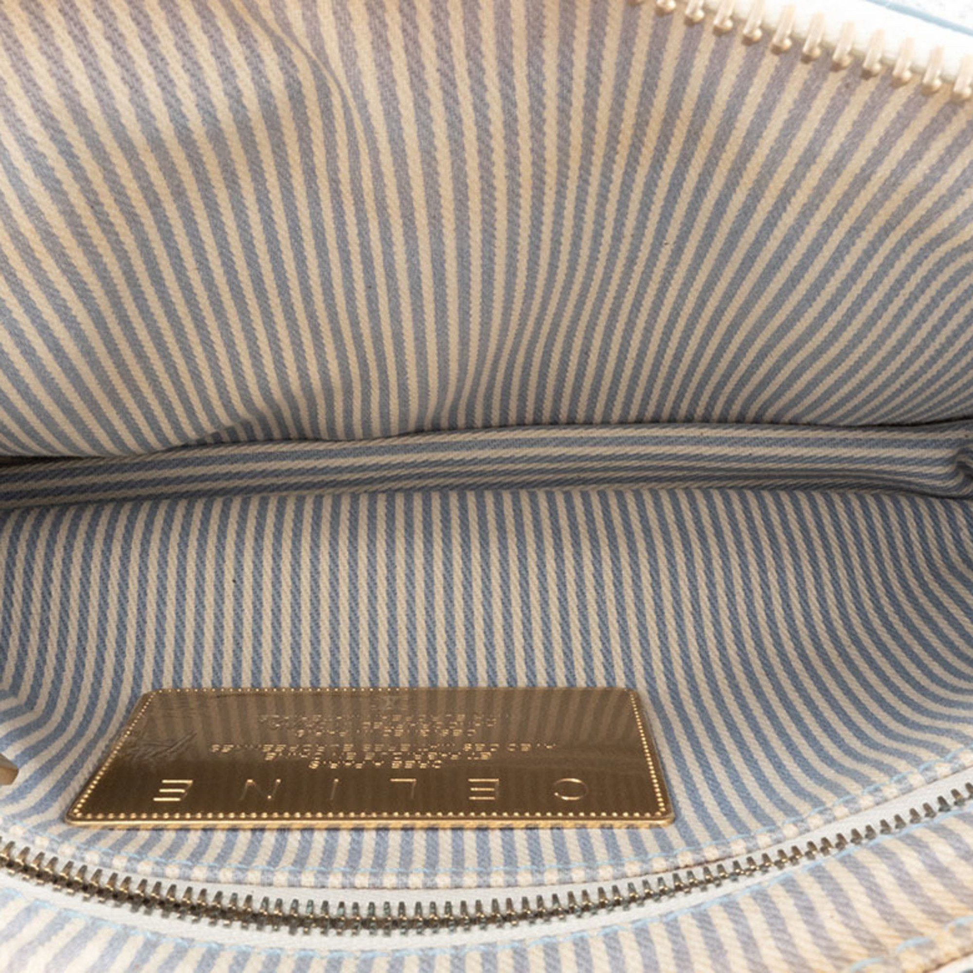 Celine Celine C Macadam Shoulder Bag Canvas Leather White Blue Women's Handbag CELINE Size ONE SIZE - 9 Thumbnail