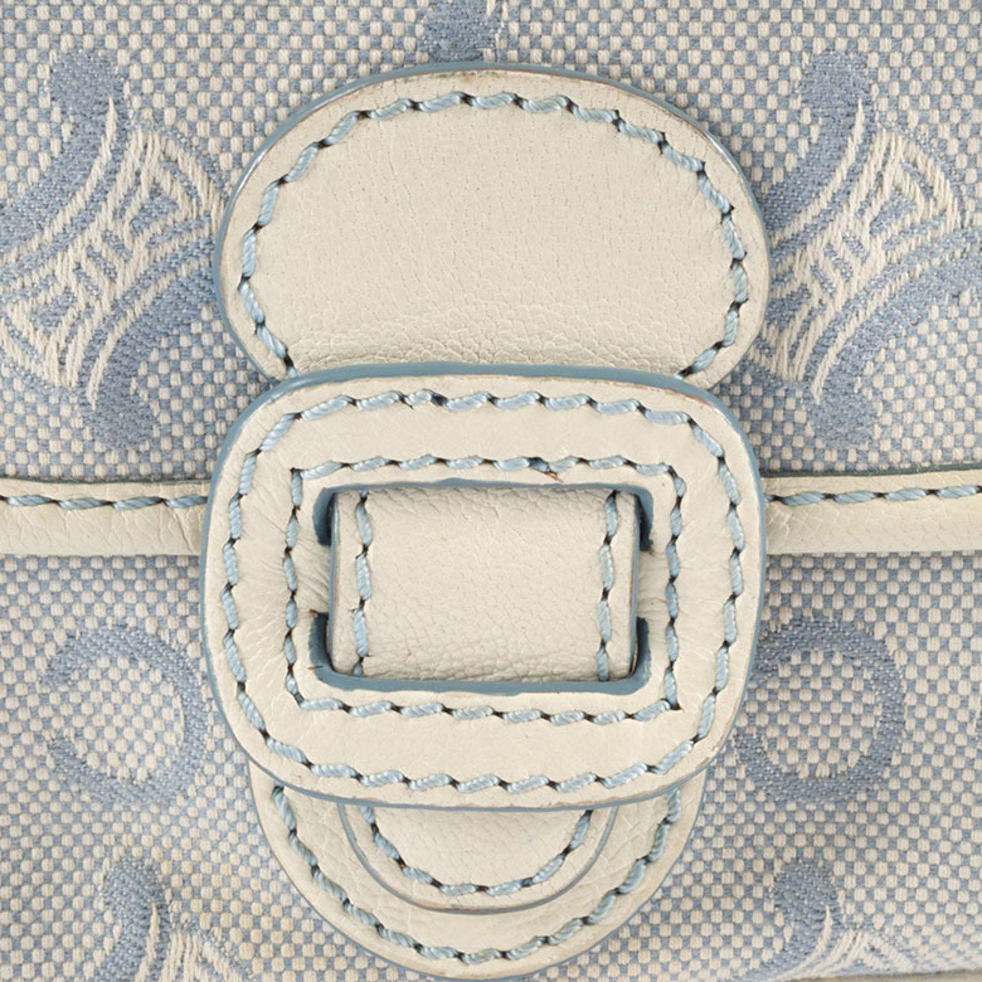 Celine Celine C Macadam Shoulder Bag Canvas Leather White Blue Women's Handbag CELINE Size ONE SIZE - 6 Thumbnail
