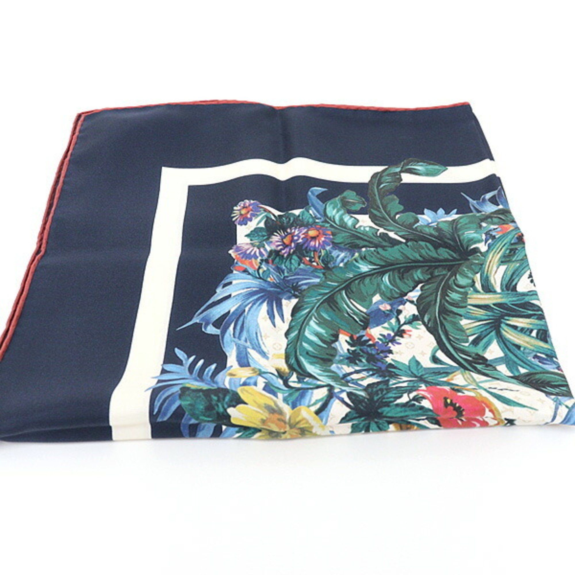 Louis Vuitton Louis Vuitton Carré 70 LV Bouquet Scarf Muffler Navy/Multicolor 100% Silk Flower Monogram Size ONE SIZE - 4 Thumbnail