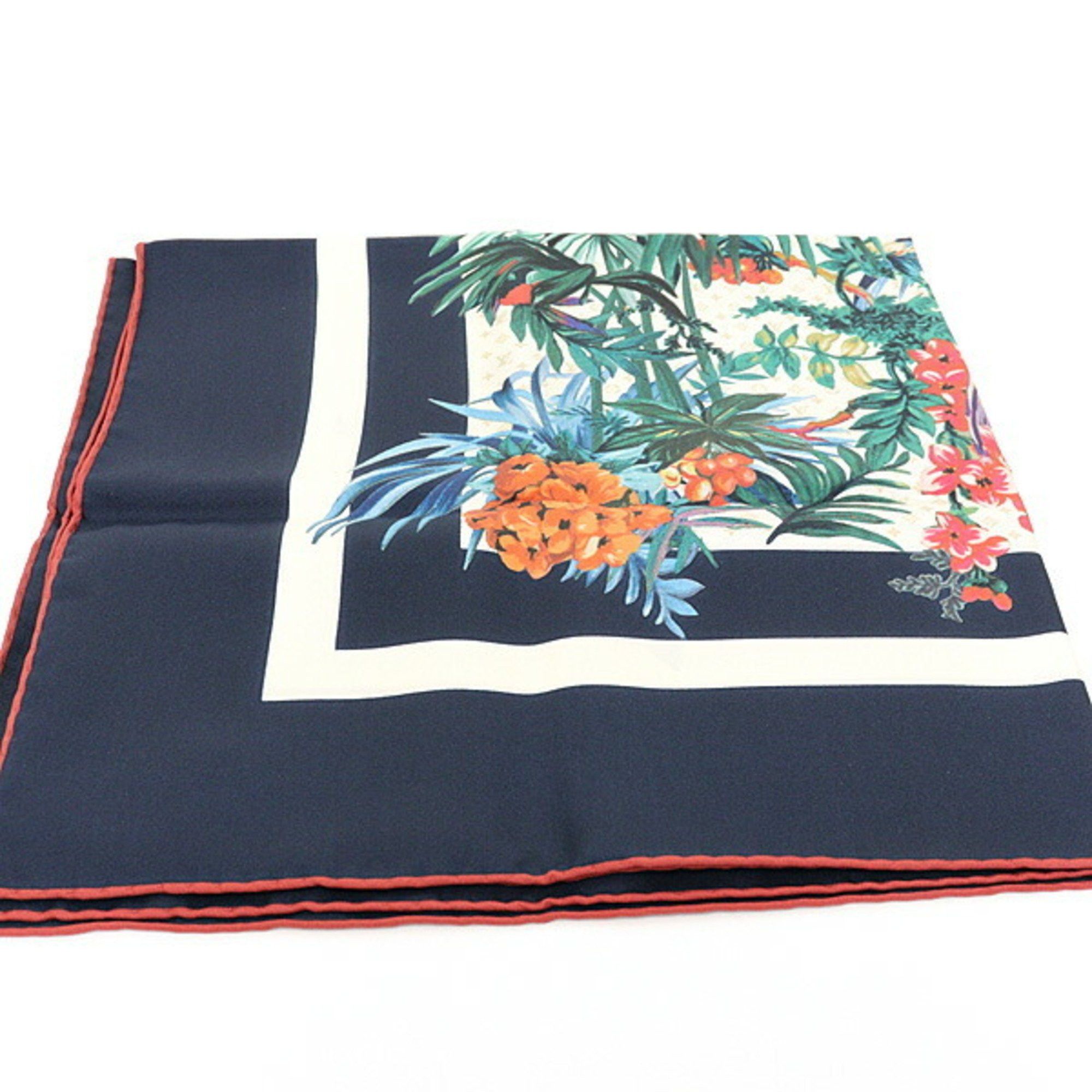 Louis Vuitton Louis Vuitton Carré 70 LV Bouquet Scarf Muffler Navy/Multicolor 100% Silk Flower Monogram Size ONE SIZE - 3 Thumbnail