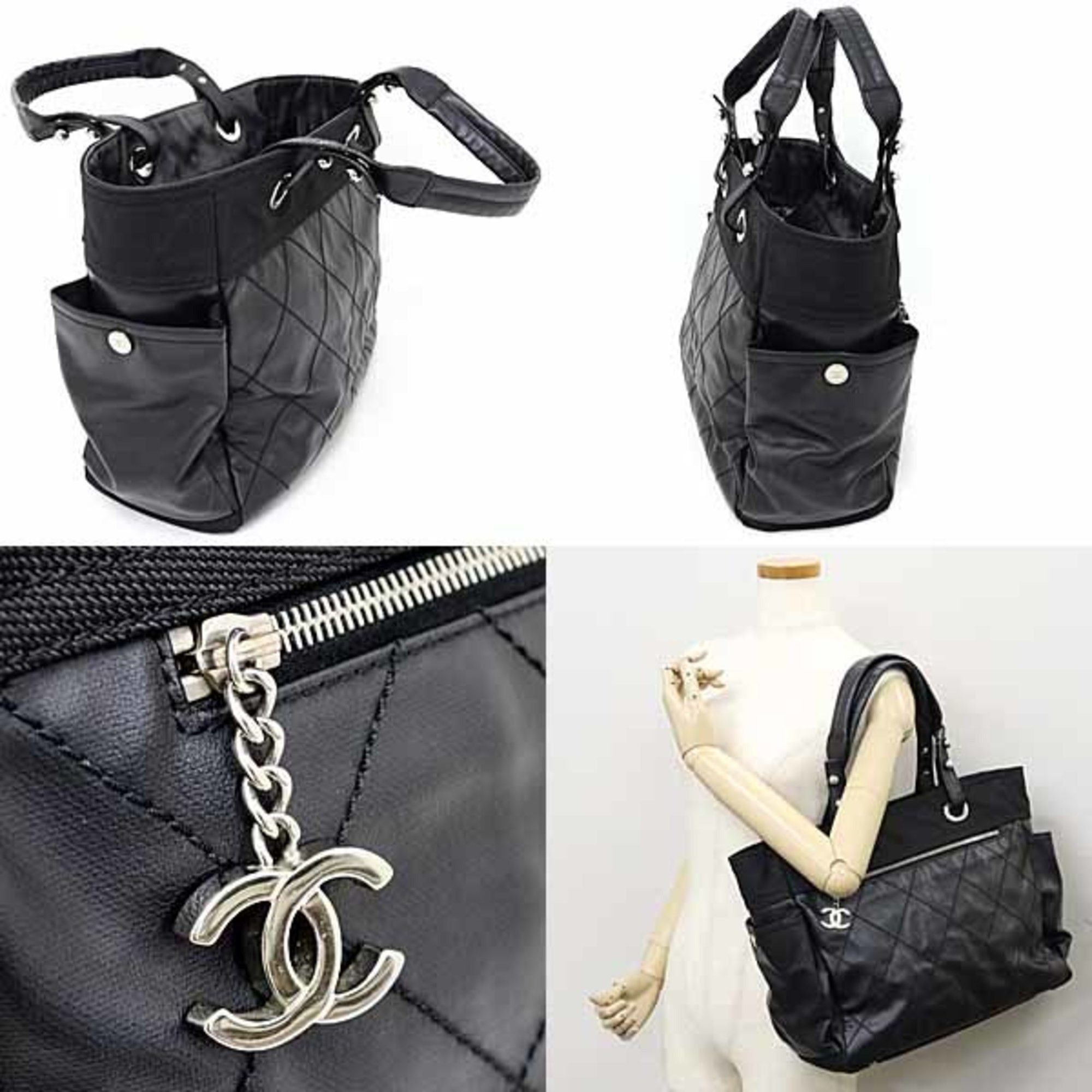 Chanel CHANEL Paris Biarritz GM Tote Bag Shoulder A34210 Black Size ONE SIZE - 6 Thumbnail