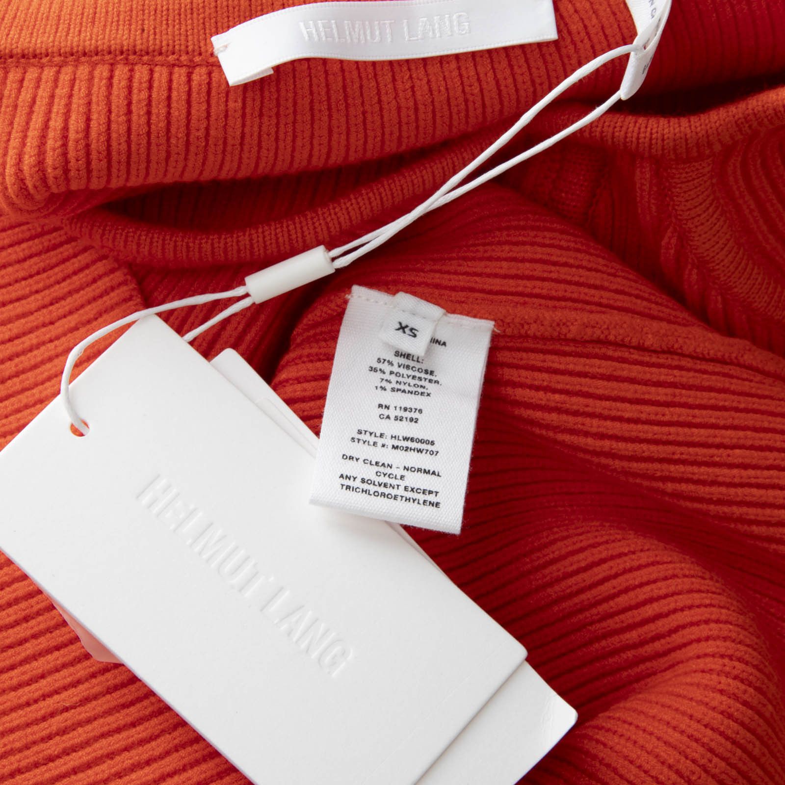 Helmut Lang Orange Contour Ribbed Mini Dress Size XS / US 0-2 / IT 36-38 - 4 Thumbnail