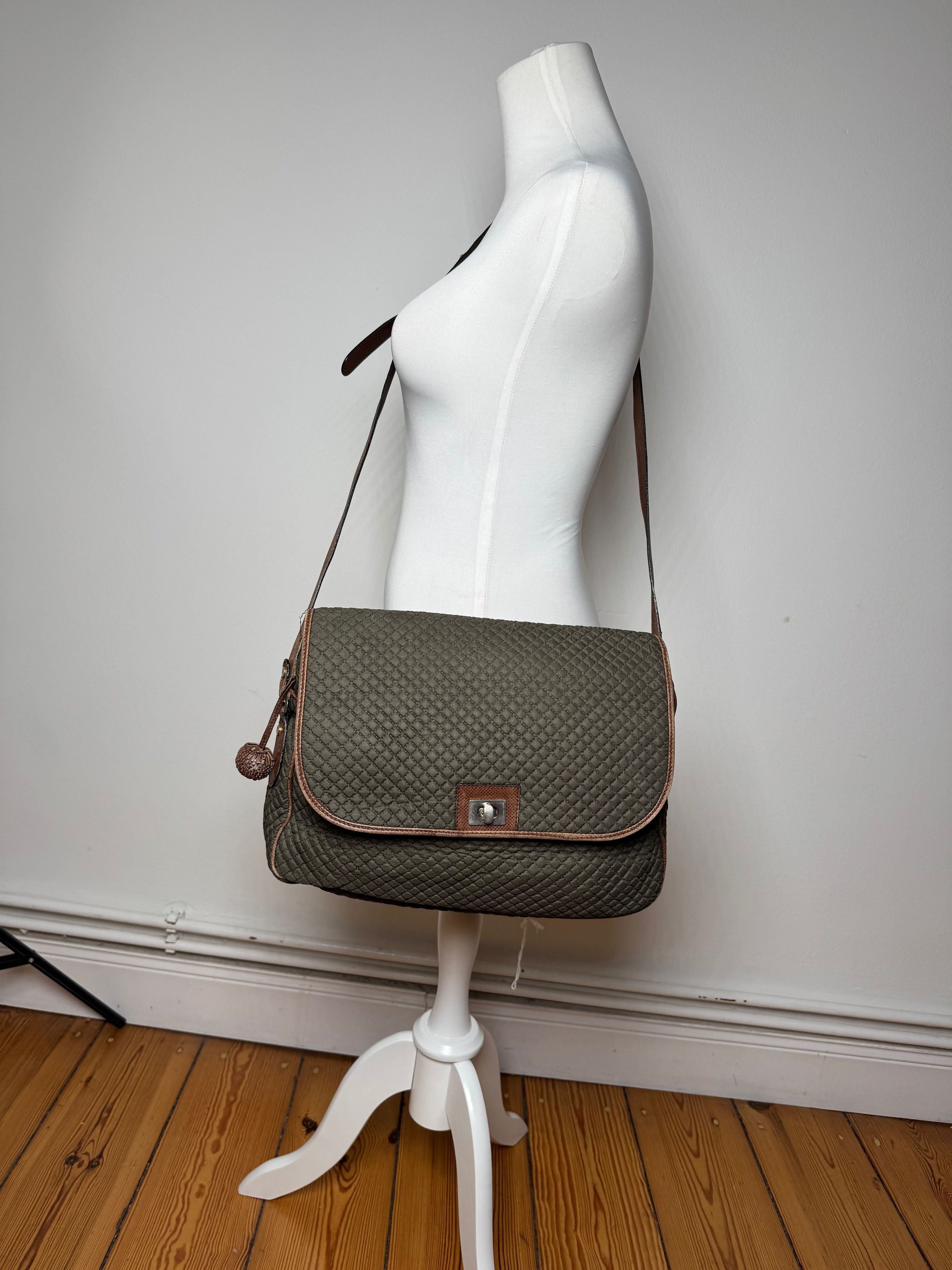 Bottega Veneta Vintage Canvas Leather Puffer 2Way Bag Khaki Brown Size ONE SIZE - 7 Thumbnail