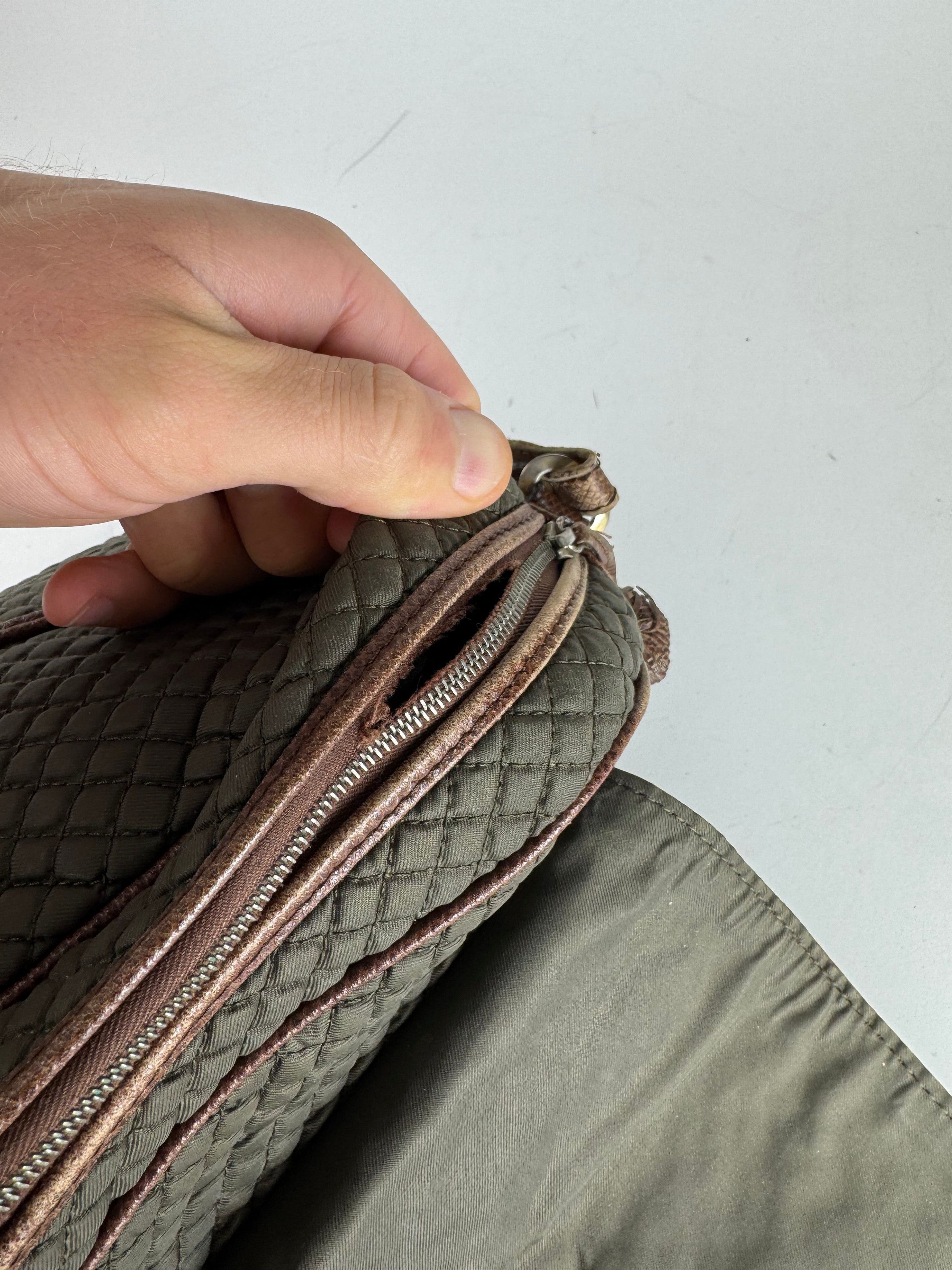 Bottega Veneta Vintage Canvas Leather Puffer 2Way Bag Khaki Brown Size ONE SIZE - 5 Thumbnail