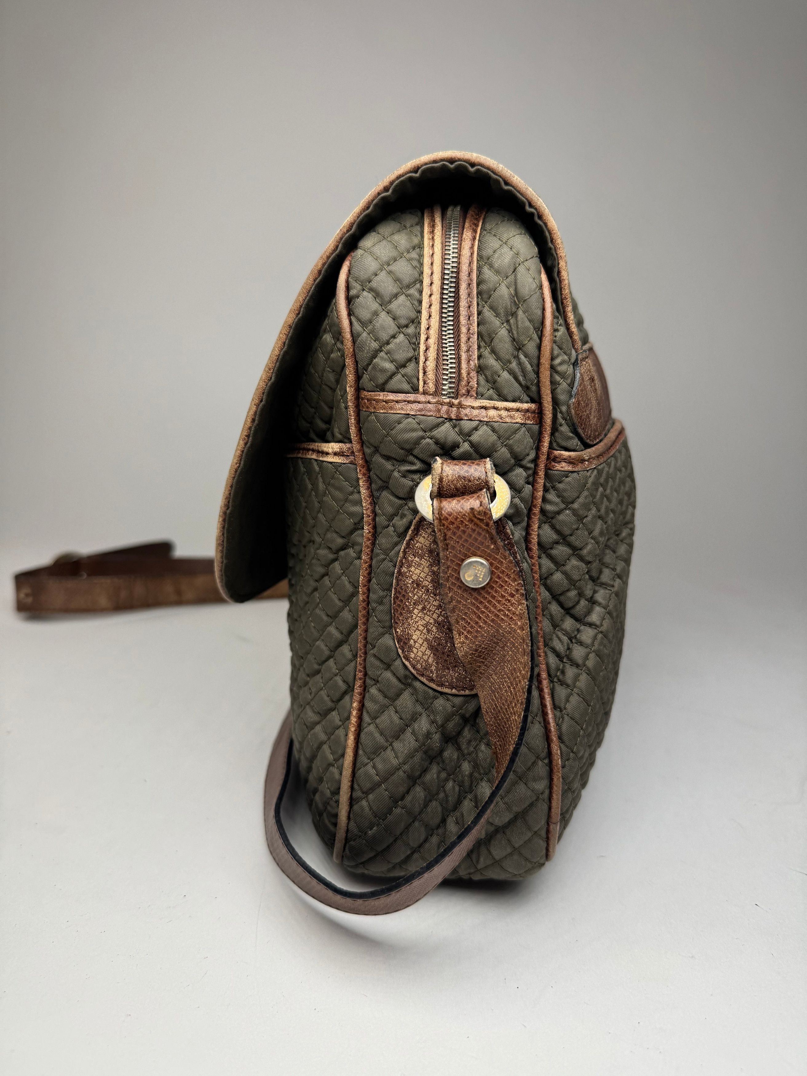 Bottega Veneta Vintage Canvas Leather Puffer 2Way Bag Khaki Brown Size ONE SIZE - 9 Thumbnail