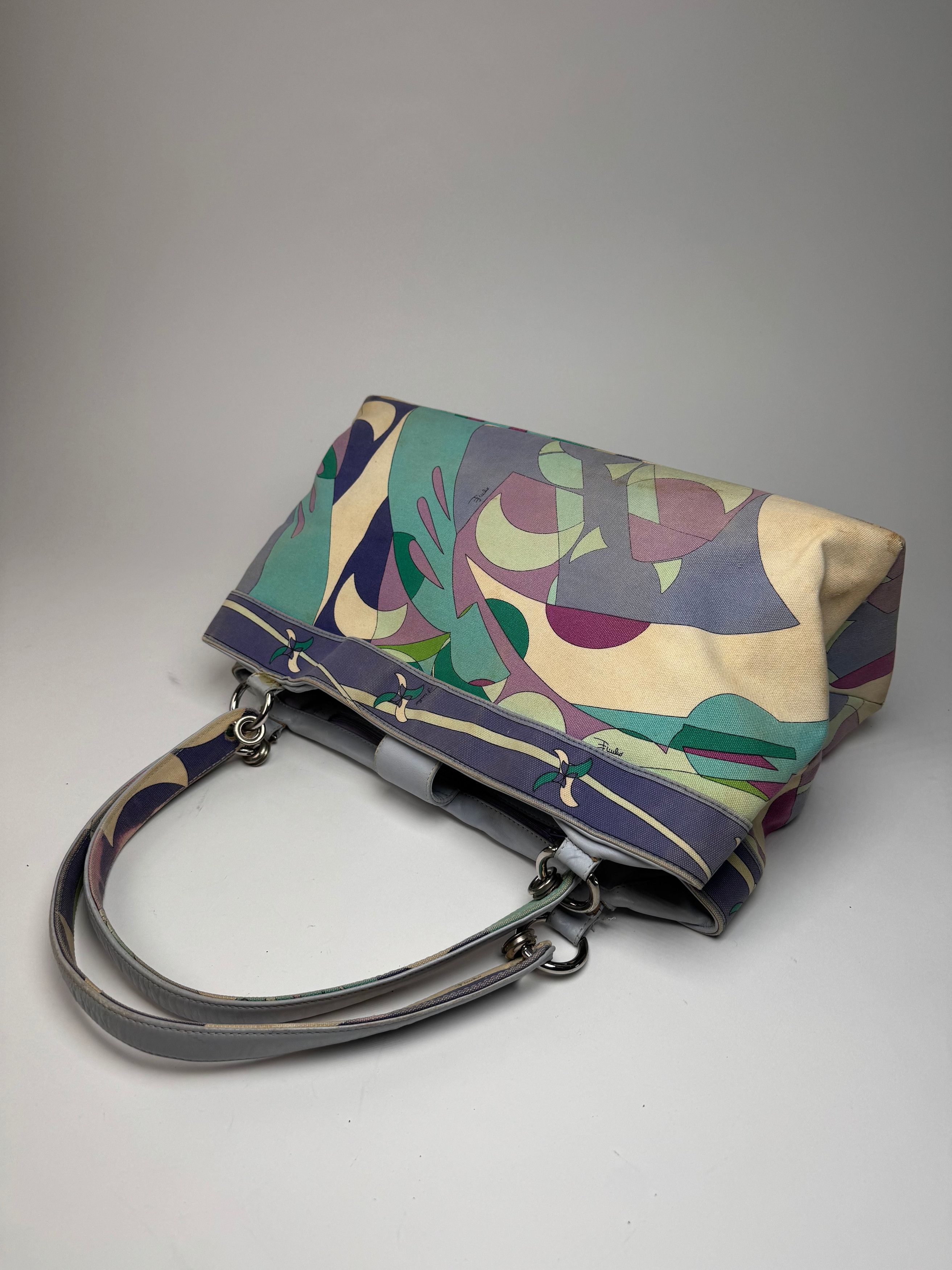 Emilio Pucci Vintage Blue Tone Abstract Handbag Size ONE SIZE - 10 Thumbnail