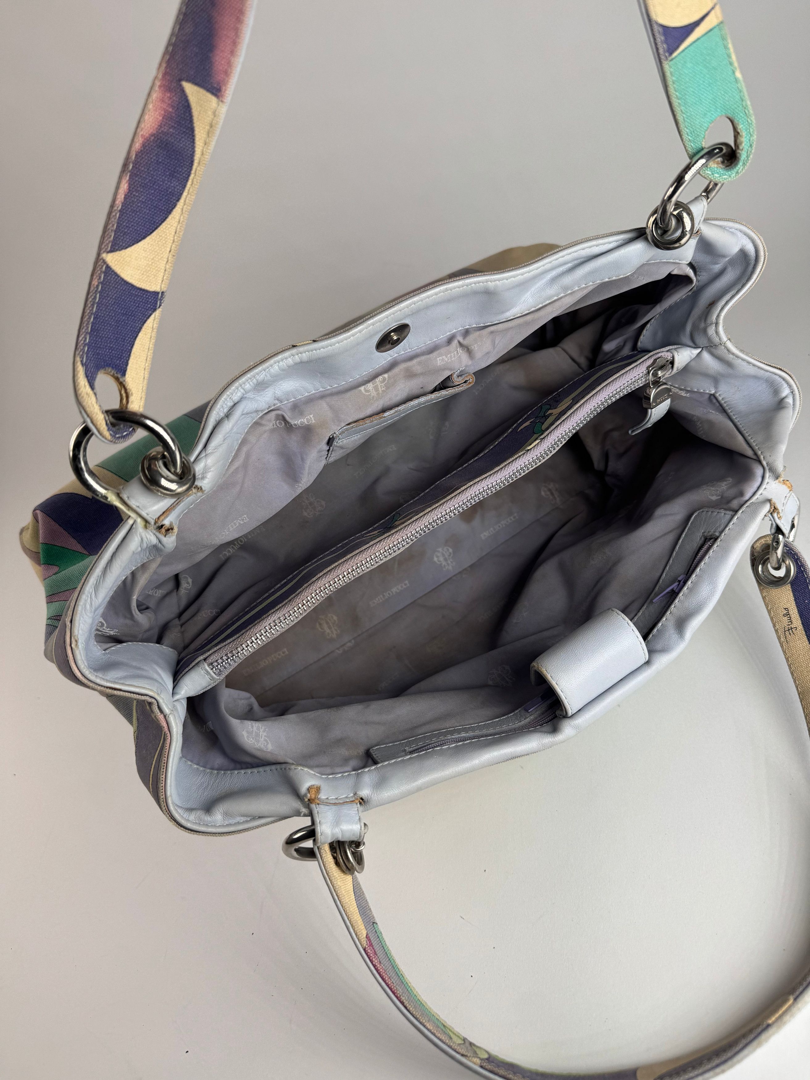 Emilio Pucci Vintage Blue Tone Abstract Handbag Size ONE SIZE - 3 Thumbnail