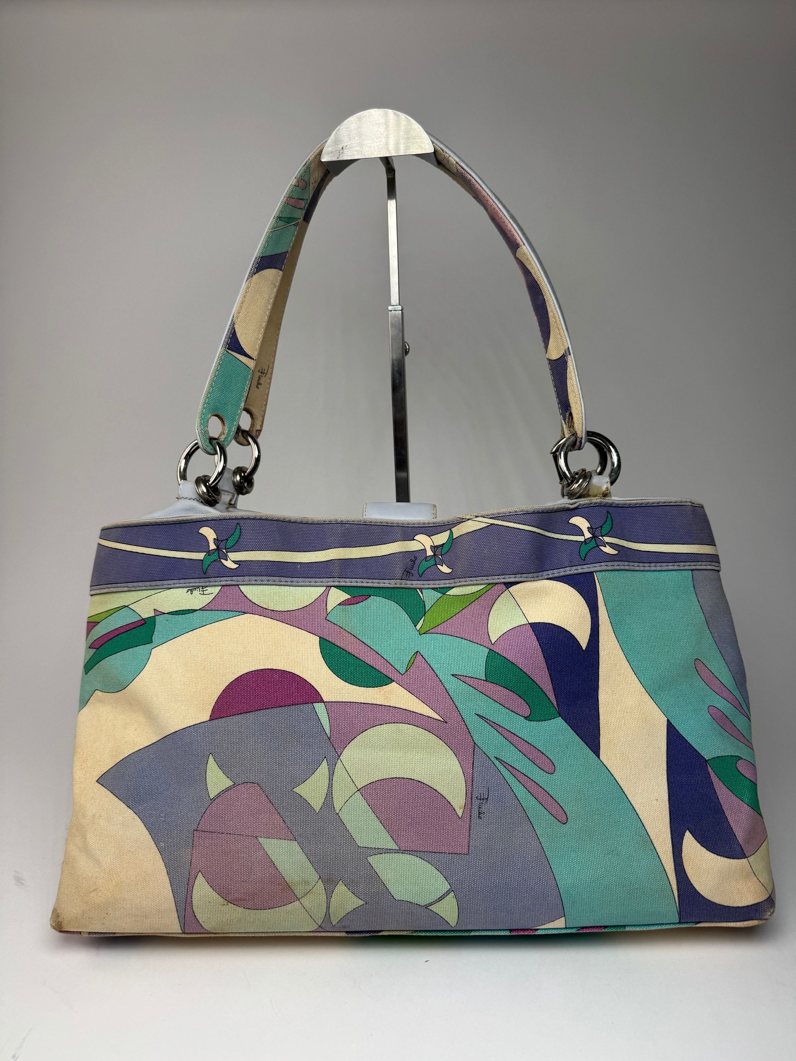 Emilio Pucci Vintage Blue Tone Abstract Handbag Size ONE SIZE - 15 Thumbnail