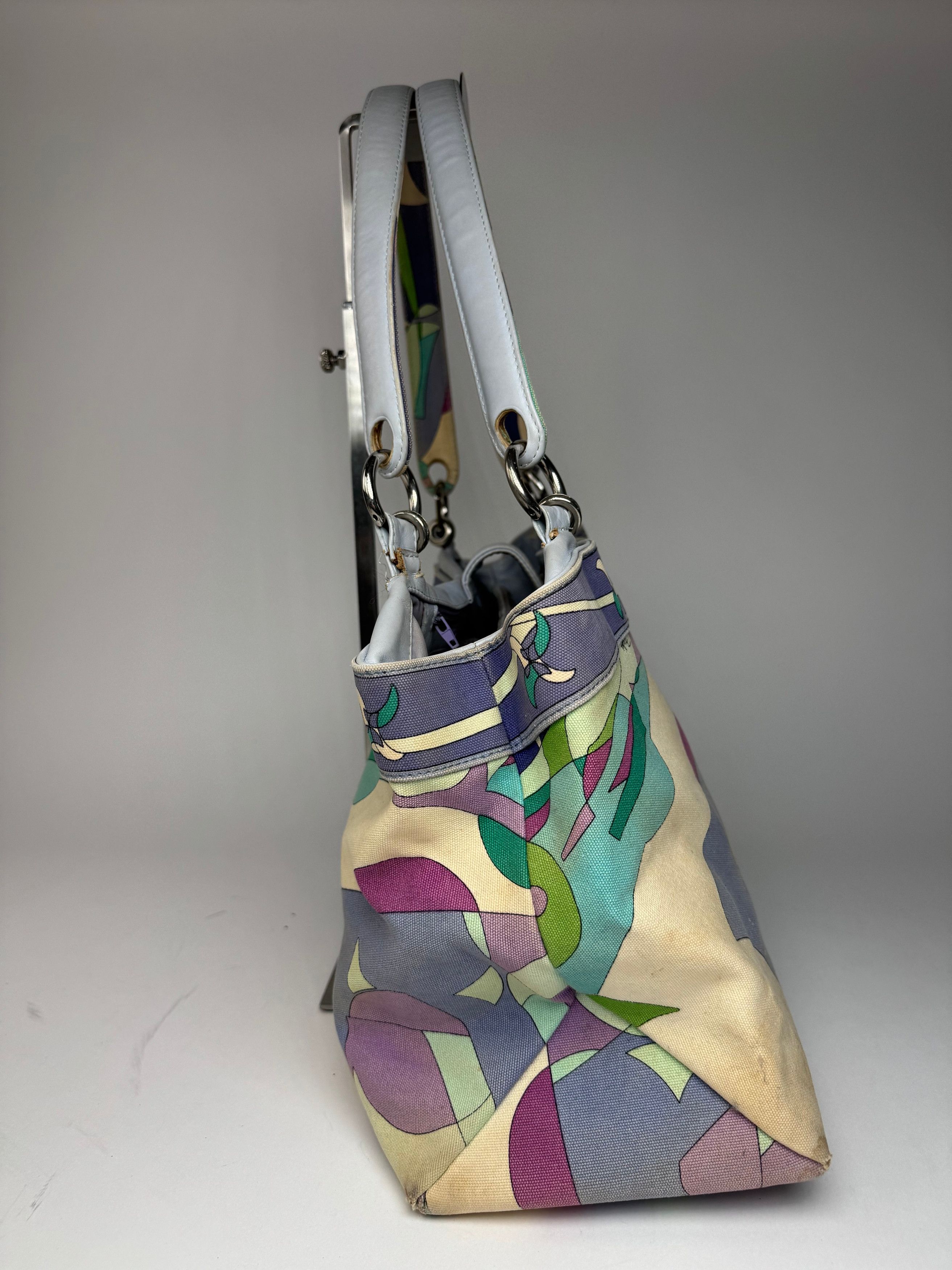 Emilio Pucci Vintage Blue Tone Abstract Handbag Size ONE SIZE - 4 Thumbnail