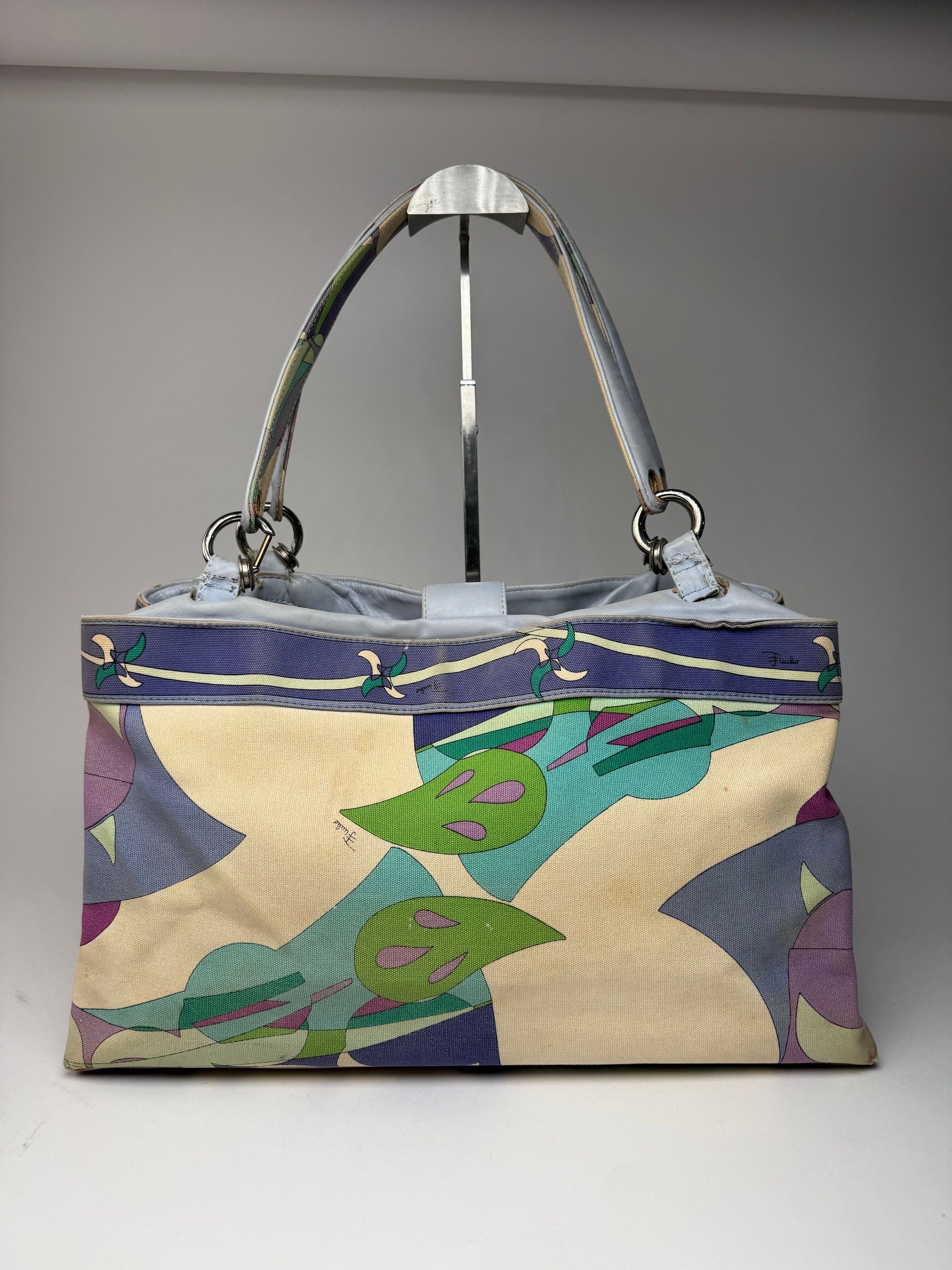 Emilio Pucci Vintage Blue Tone Abstract Handbag Size ONE SIZE - 2 Thumbnail