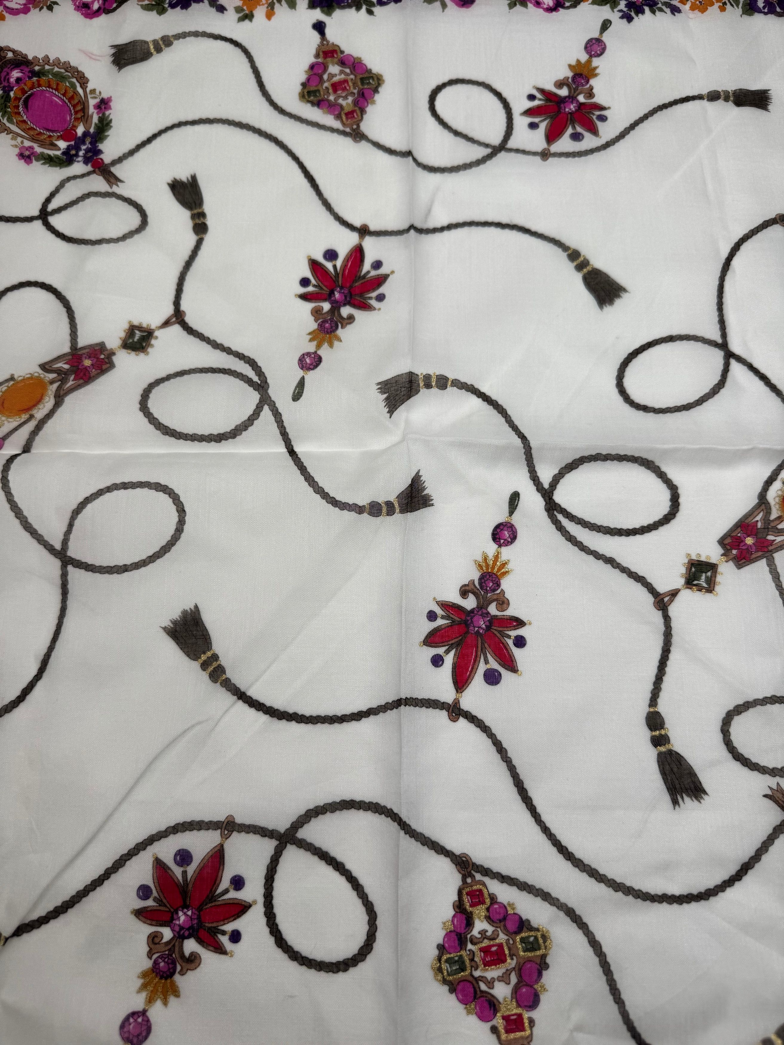 Dior Vintage Floral Scarf Red White Size ONE SIZE - 6 Thumbnail